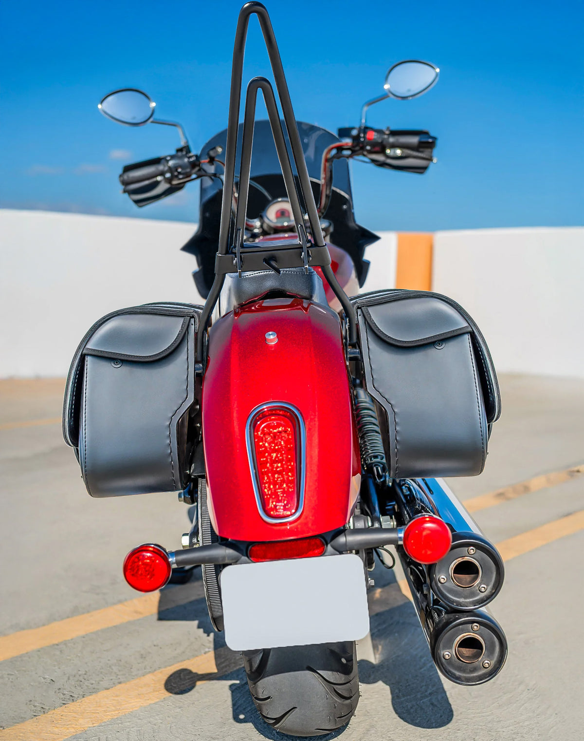 25L - SpiritBlade Medium 2025+ Indian Scout Sixty Classic Leather Motorcycle Saddlebags Lifestyle