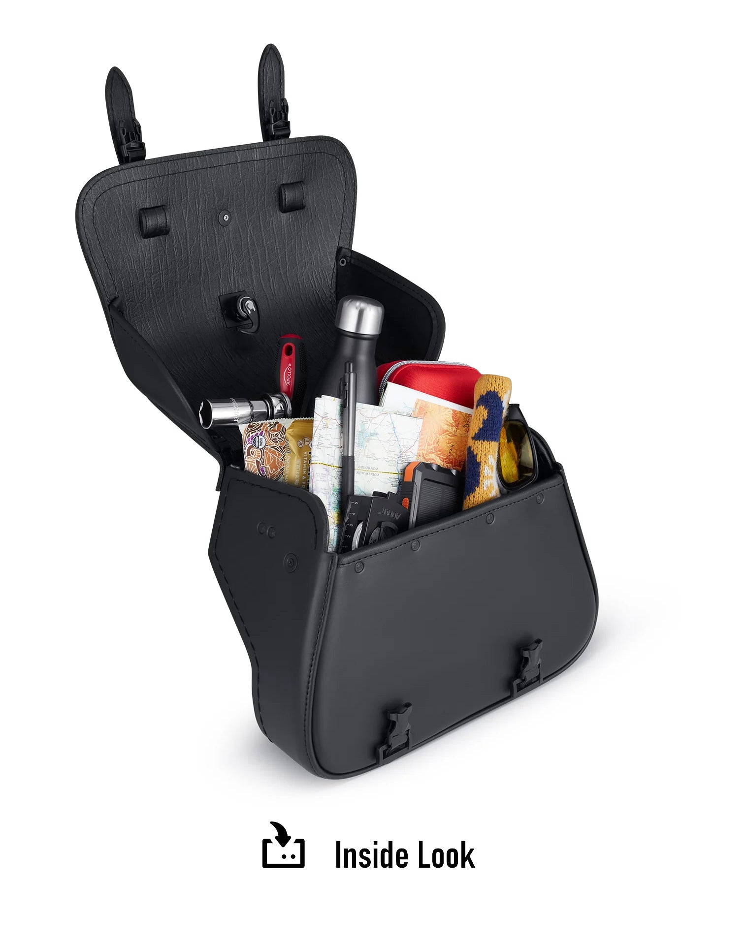 25L - SpiritBlade Large Indian Sport Scout Leather Motorcycle Saddlebags Inside Look