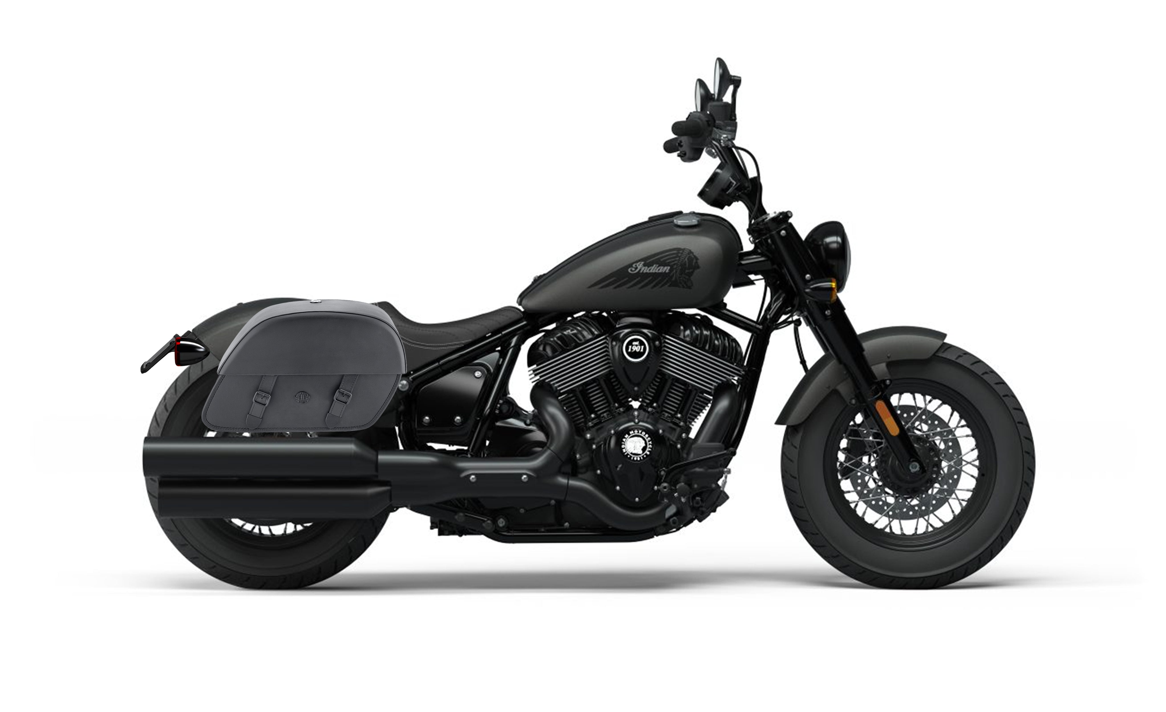 32L - Baelor Large Shock Cutout Indian Chief Bobber Darkhorse Saddle Bags Bag on Bike @expand
