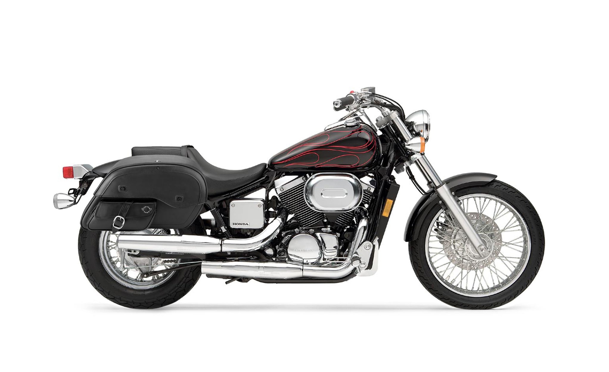 26L - Essential Side Pocket Large Shock Cutout Honda Shadow 750 Spirit DC Motorcycle Saddlebags @expand
