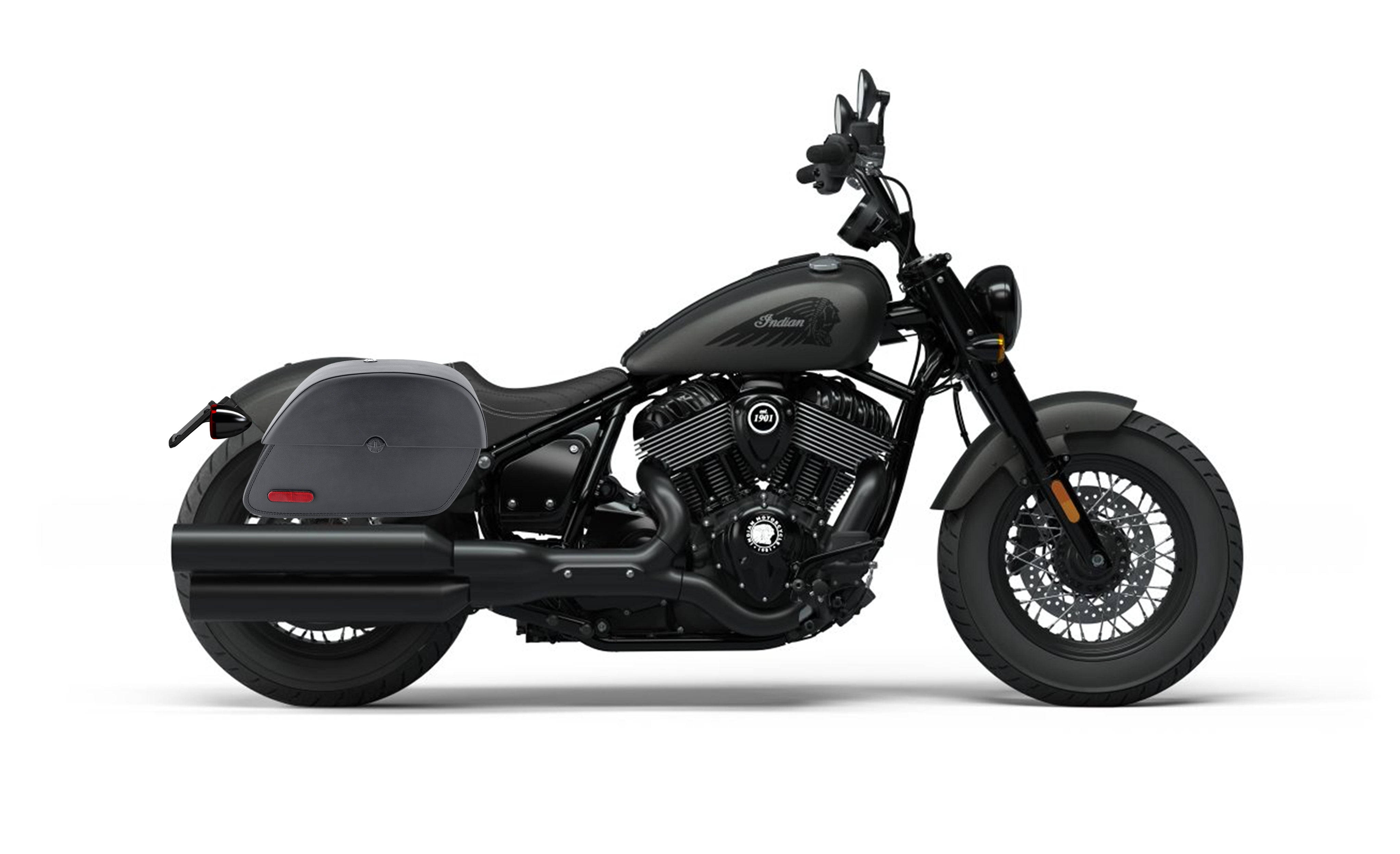 32L - Panzer Large Shock Cutout Indian Chief Bobber Darkhorse Saddle Bags Bag on Bike @expand