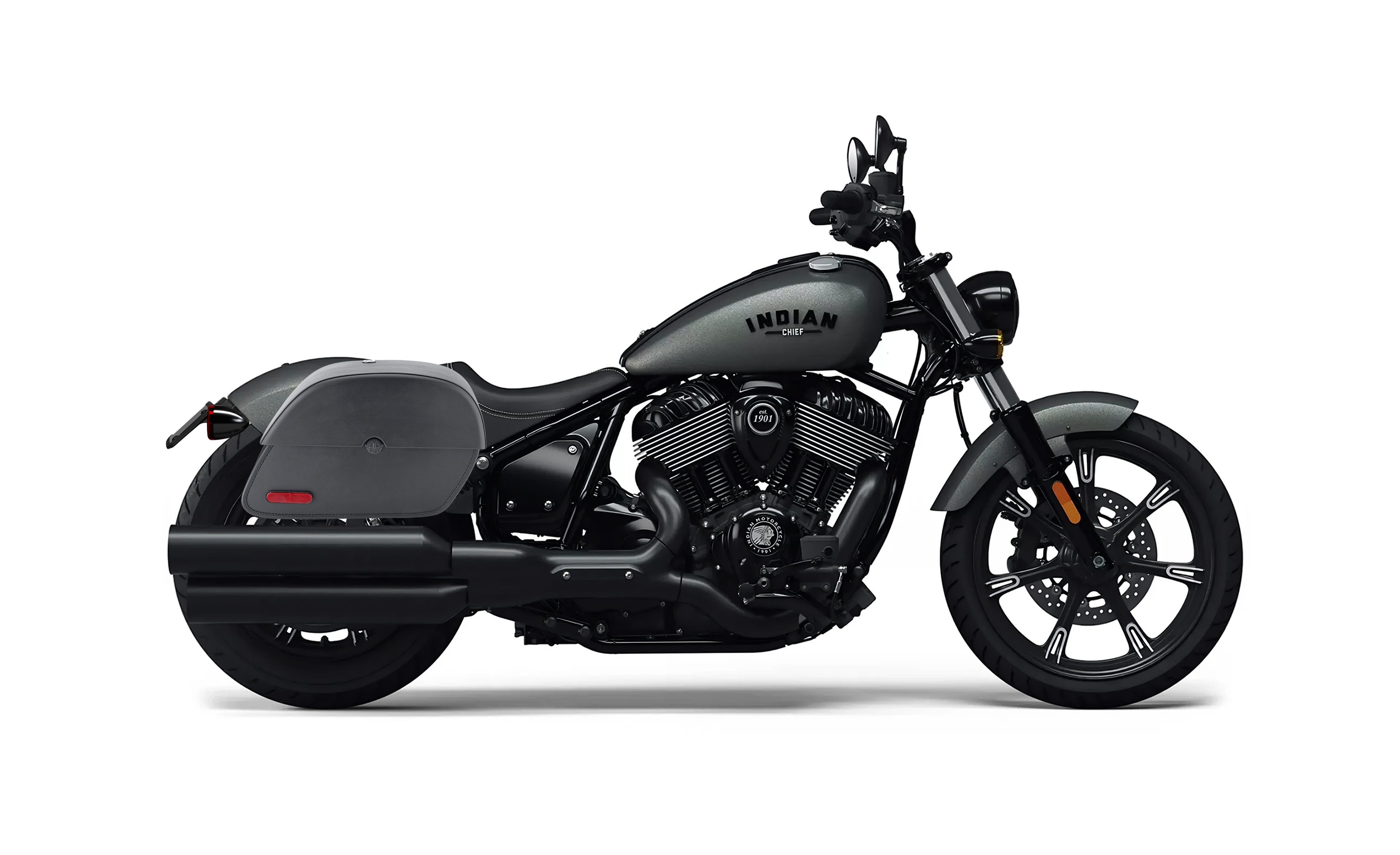 32L - Panzer Large Shock Cutout Indian Chief Darkhorse Motorcycle Saddle Bags Bag on Bike @expand