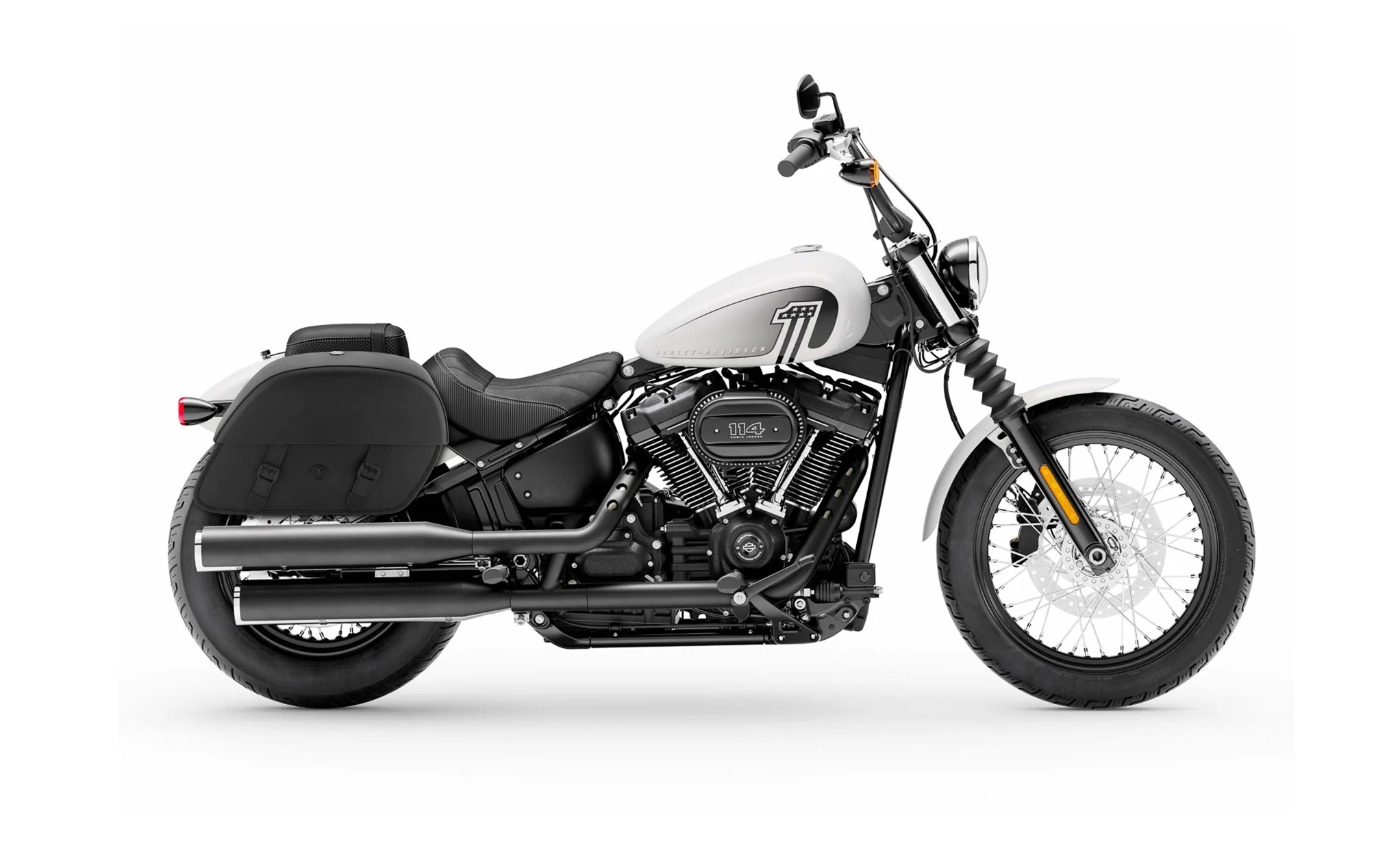 28L - Baelor Medium Quick Mount Motorcycle Saddlebags For Harley Softail Street Bob FXBB @expand
