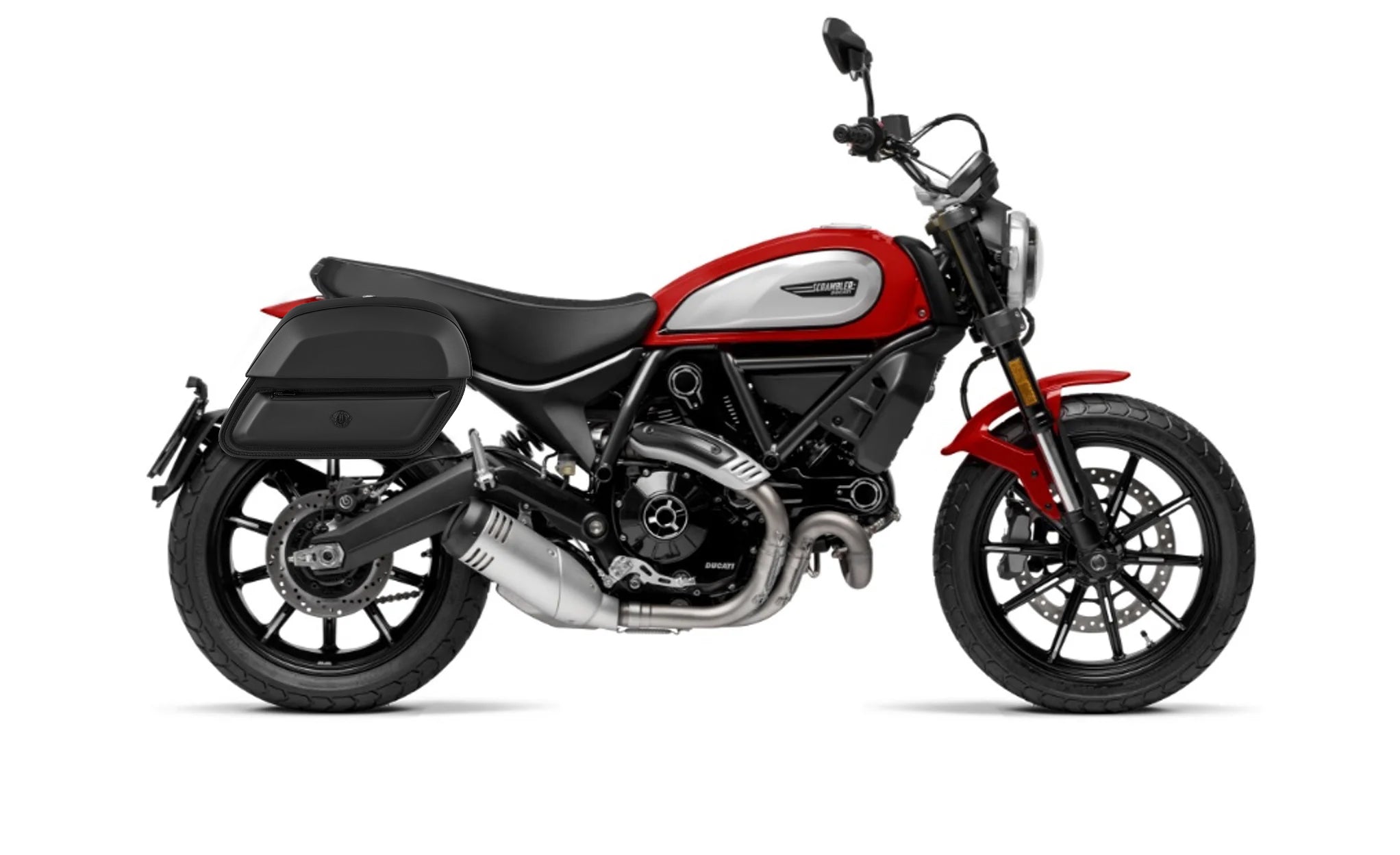 28L - Pantheon Medium Quick-Mount Ducati Scrambler (2014-17) Motorcycle Saddlebags @expand