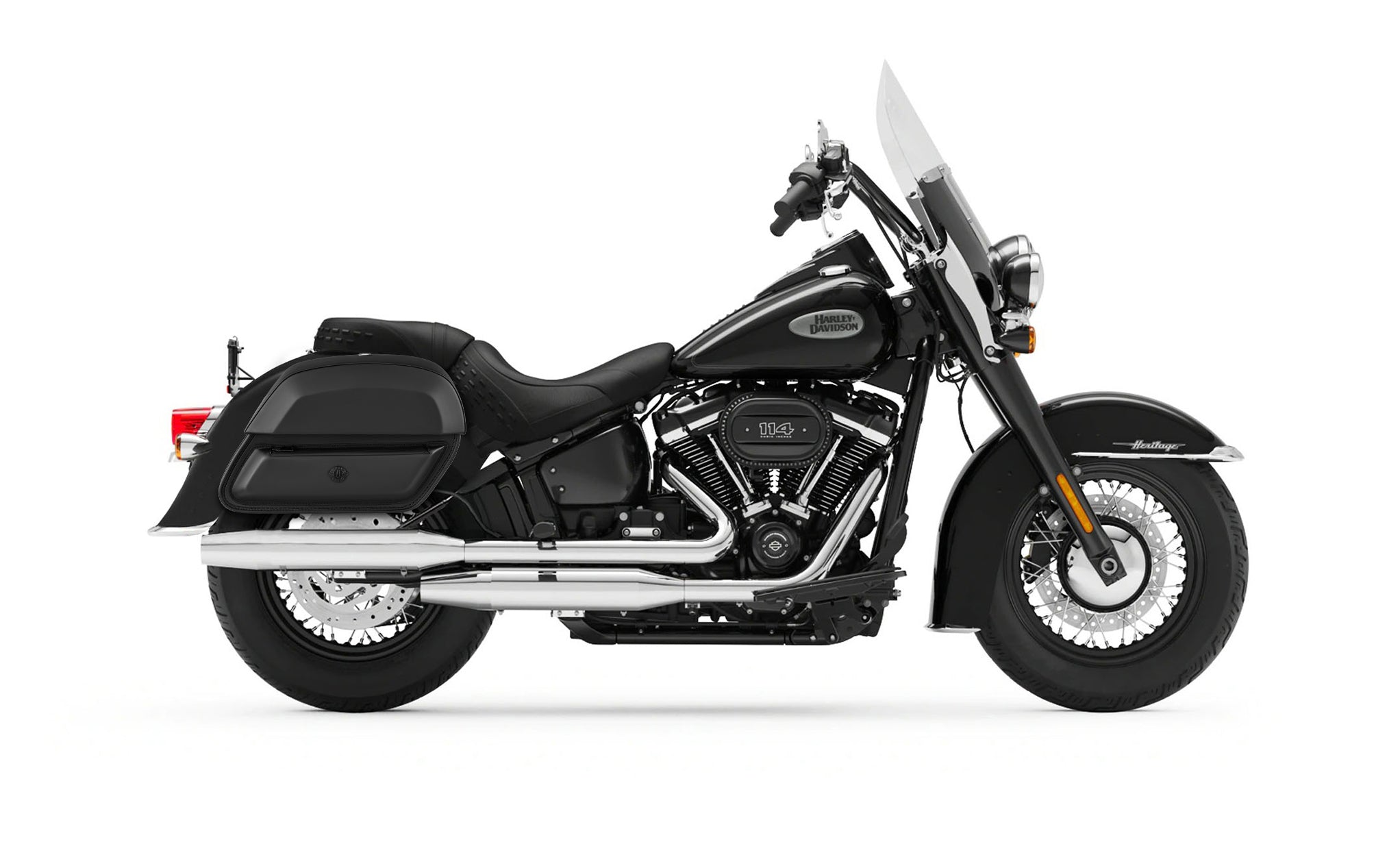 28L - Pantheon Medium Quick-Mount Motorcycle Saddlebags For Harley Softail Heritage FLHC/S @expand