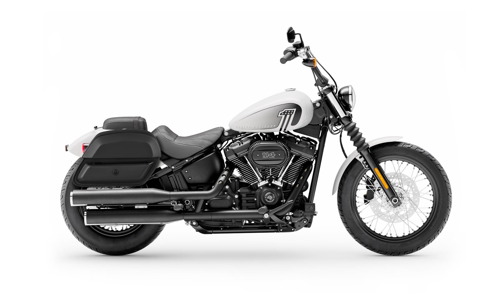 28L - Pantheon Medium Quick-Mount Motorcycle Saddlebags For Harley Softail Street Bob FXBB @expand