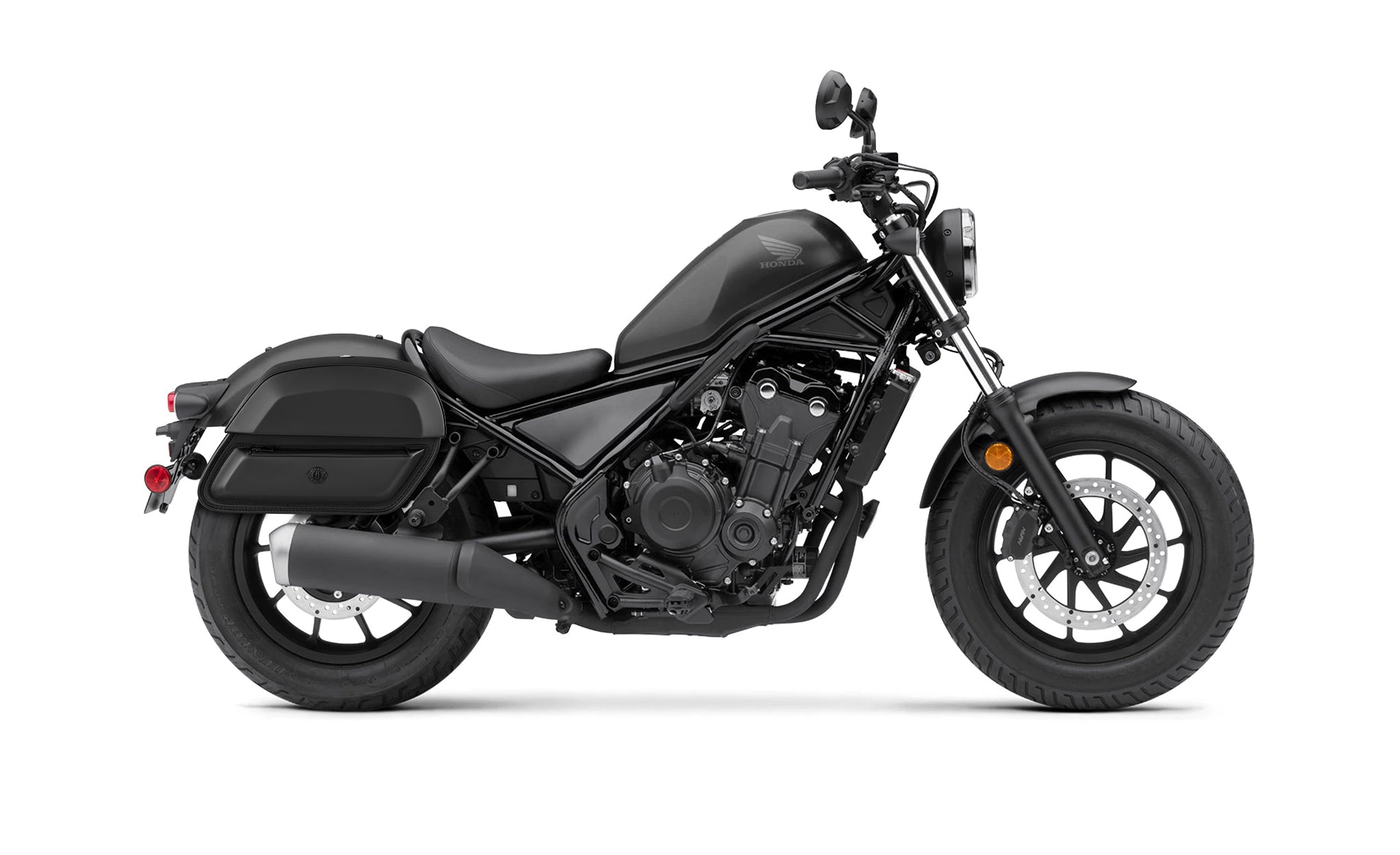 28L - Pantheon Medium Quick-Mount Honda Rebel 500 Motorcycle Saddlebags @expand