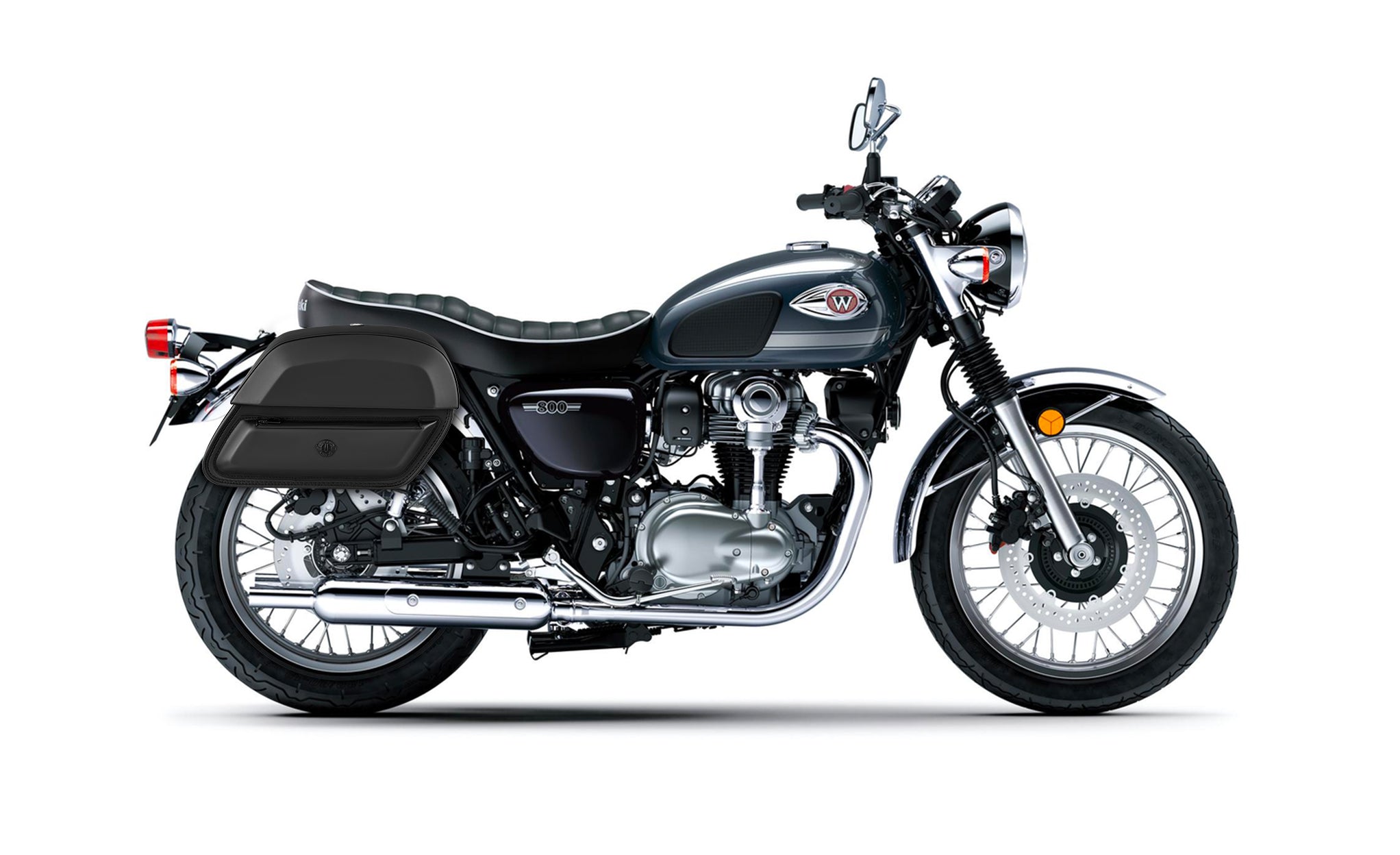 28L - Pantheon Medium Quick-Mount Kawasaki W800/ Street/ Cafe 2018+ Motorcycle Saddlebags @expand