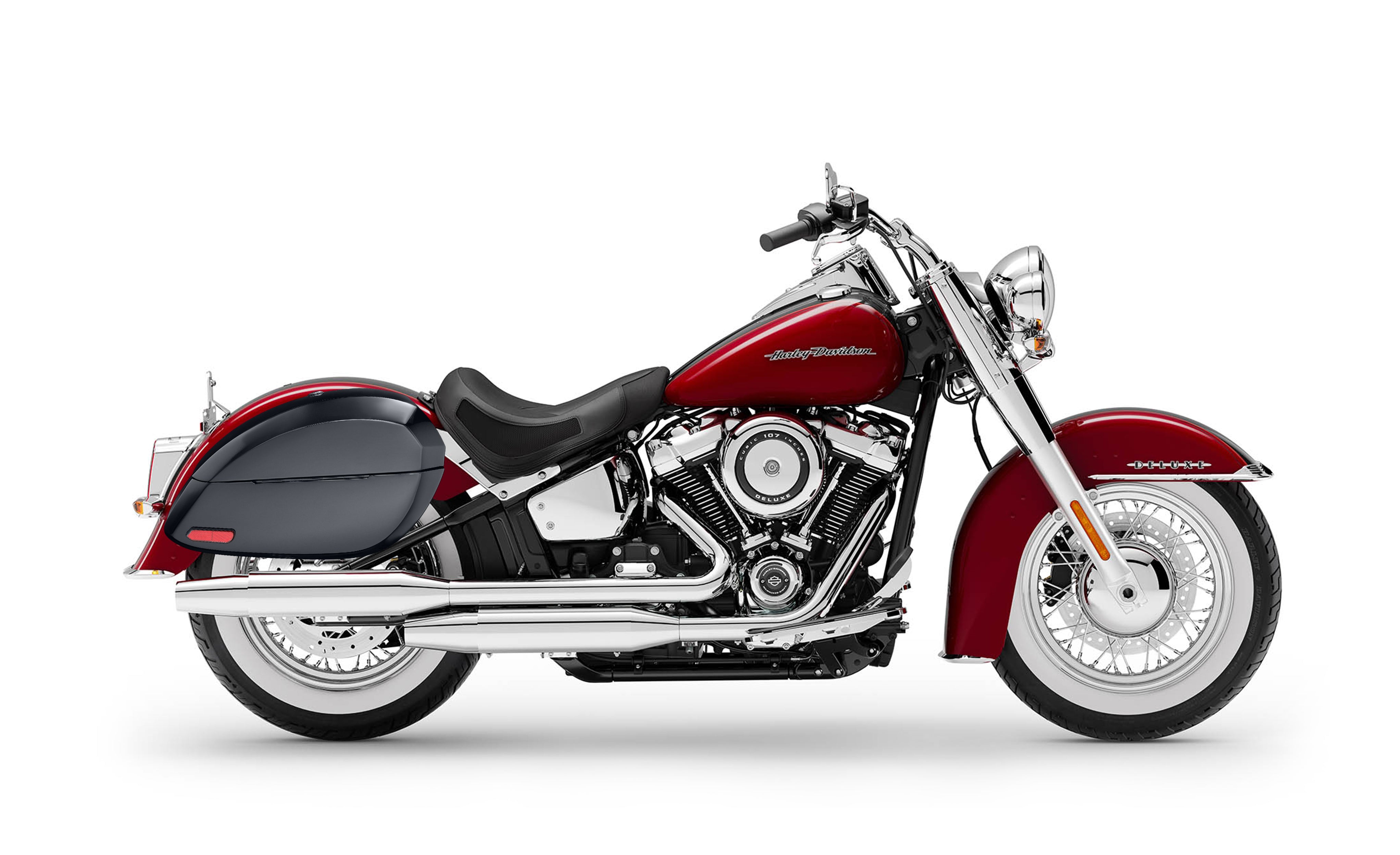 28L - Phantom Large Painted Hard Saddlebags For Harley Softail Deluxe FLDE Bag on Bike @expand