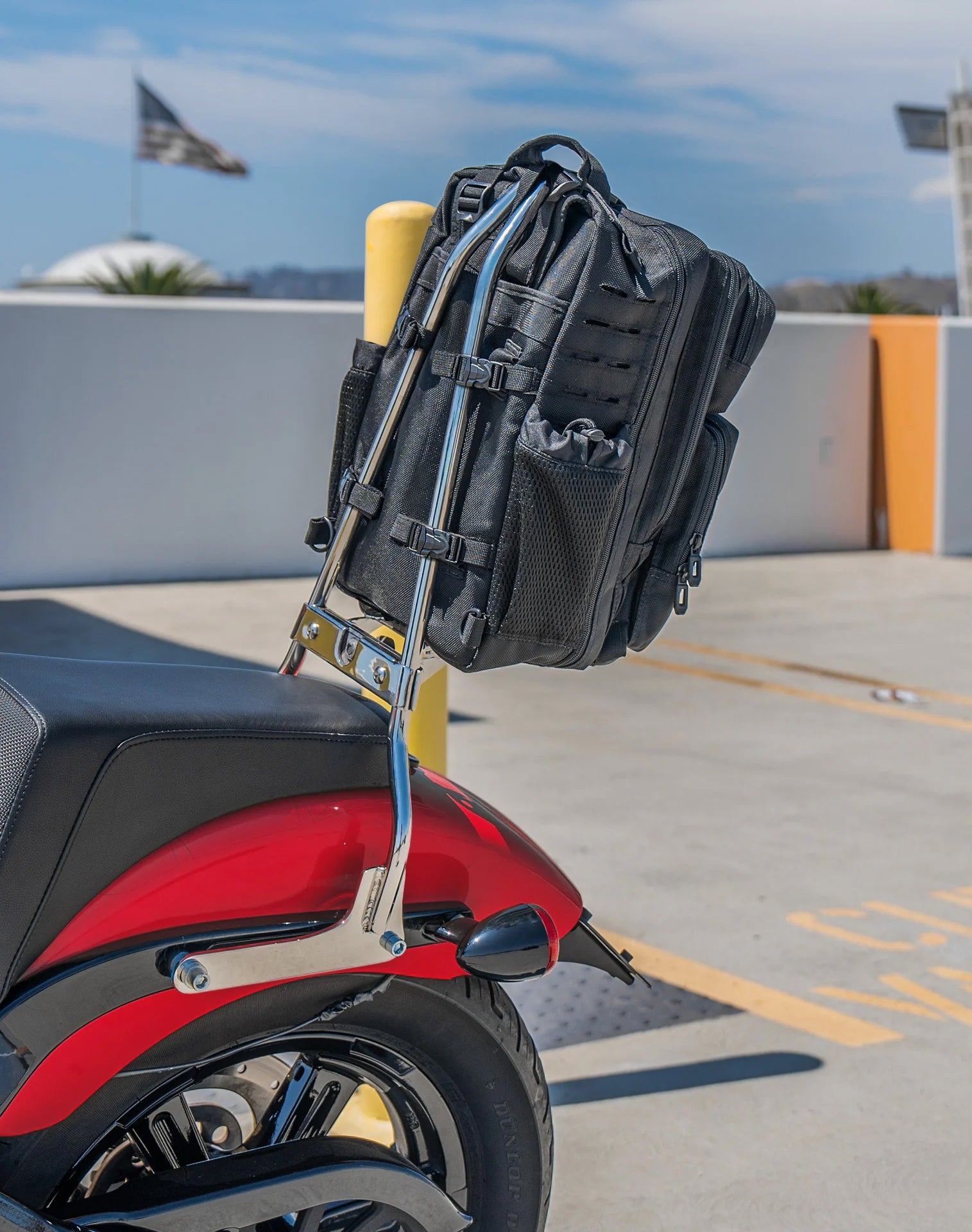 30L - Tactical Large Triumph Motorcycle Tail Bag Vertical Lifestyle