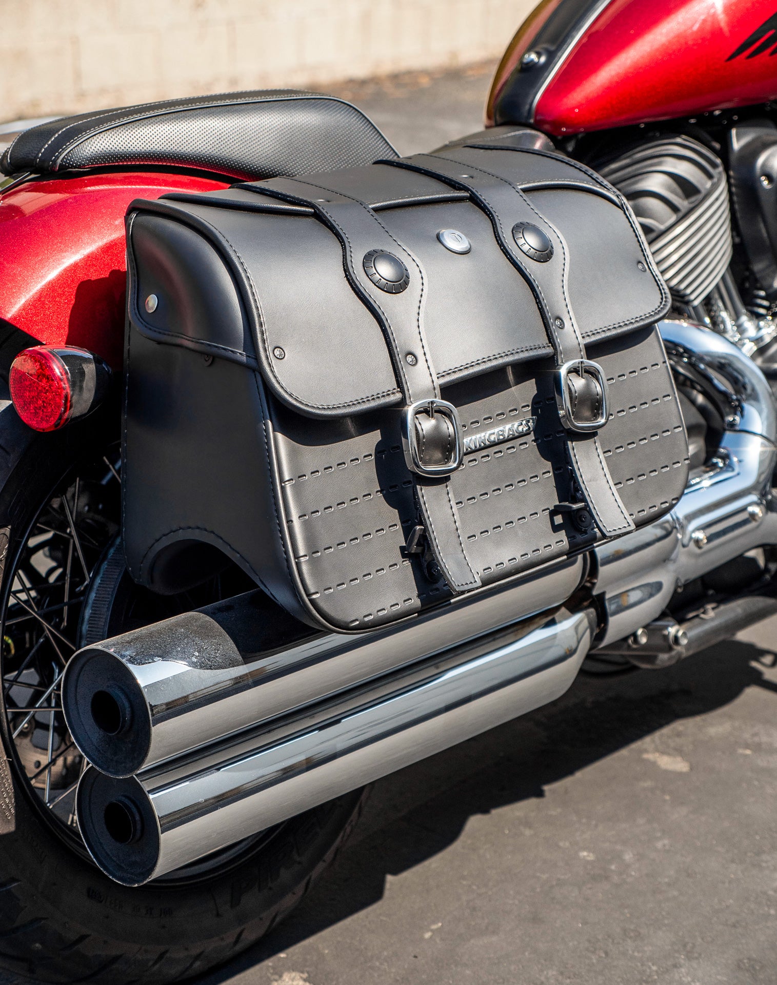 34L - ArrowHead Large Indian Super Chief Dark Horse Motorcycle Saddlebags Lifestyle