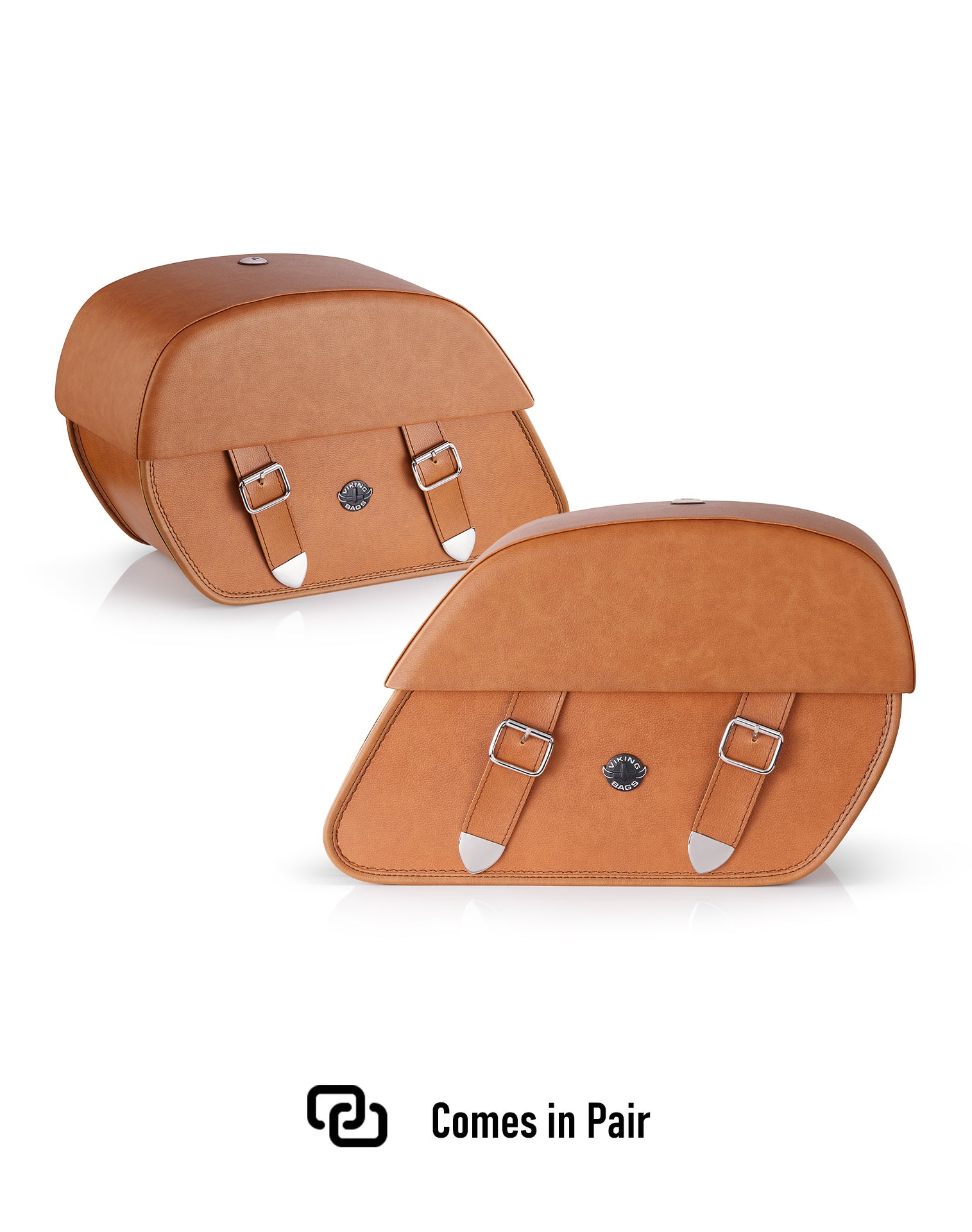 33L - Baelor Brown Large Leather Saddlebags For Harley Softail Standard FXST Pair