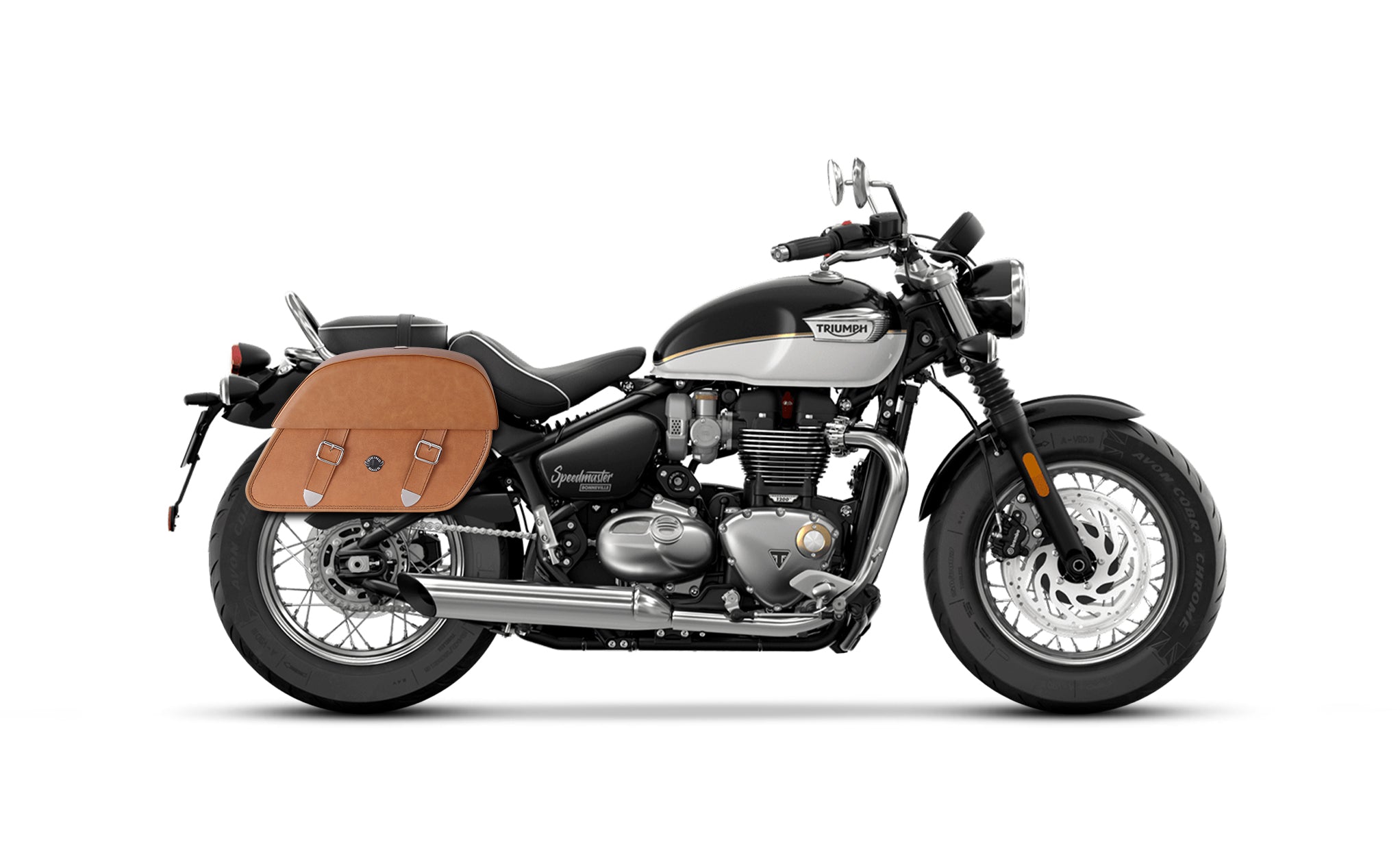 33L - Baelor Brown Large Triumph Speedmaster 2018+ Motorcycle Leather Saddlebags @expand