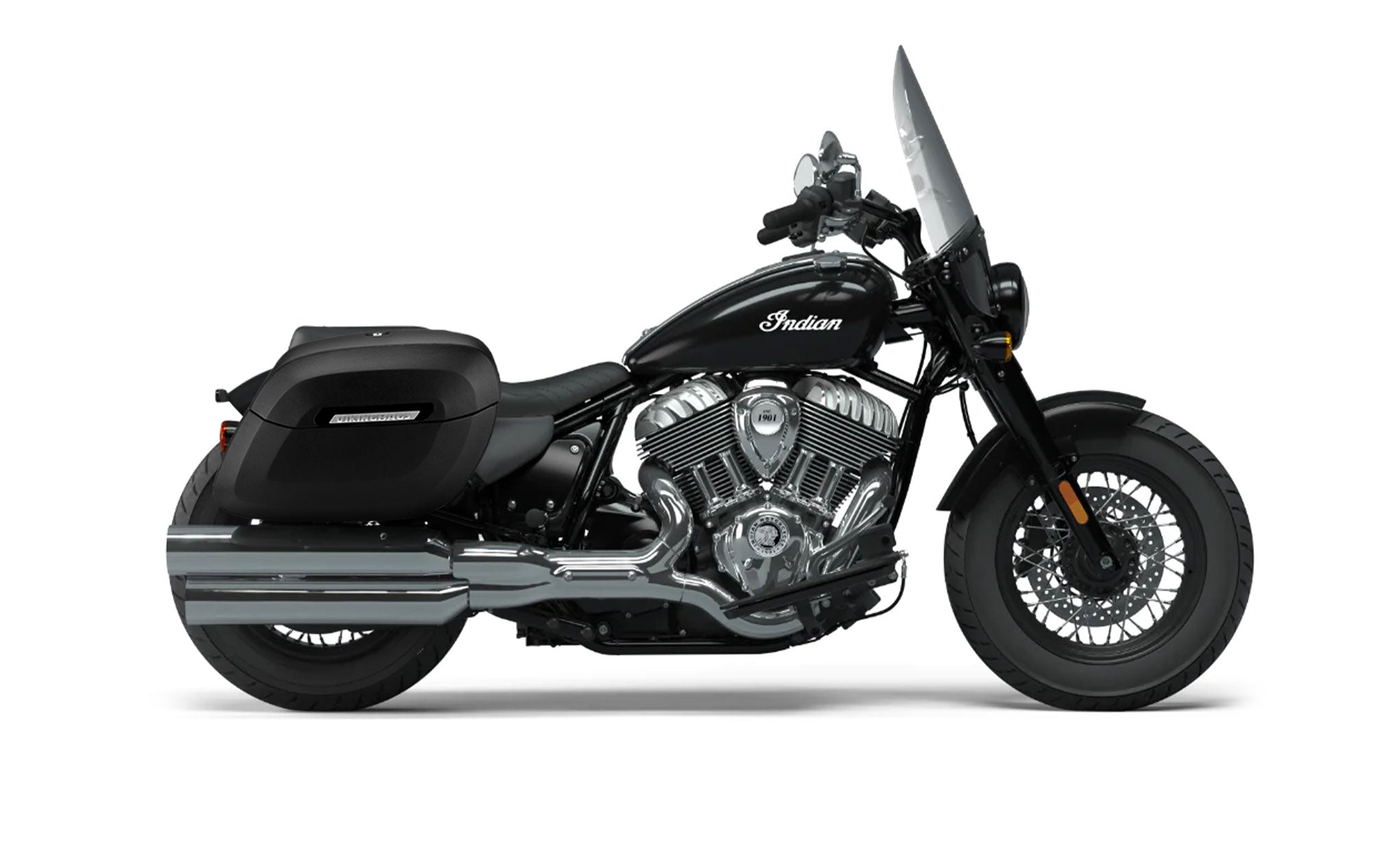 36L - Lamellar Raven XL Shock Cutout Indian Super Chief Matte Motorcycle Hard Saddle Bags Bag on Bike @expand