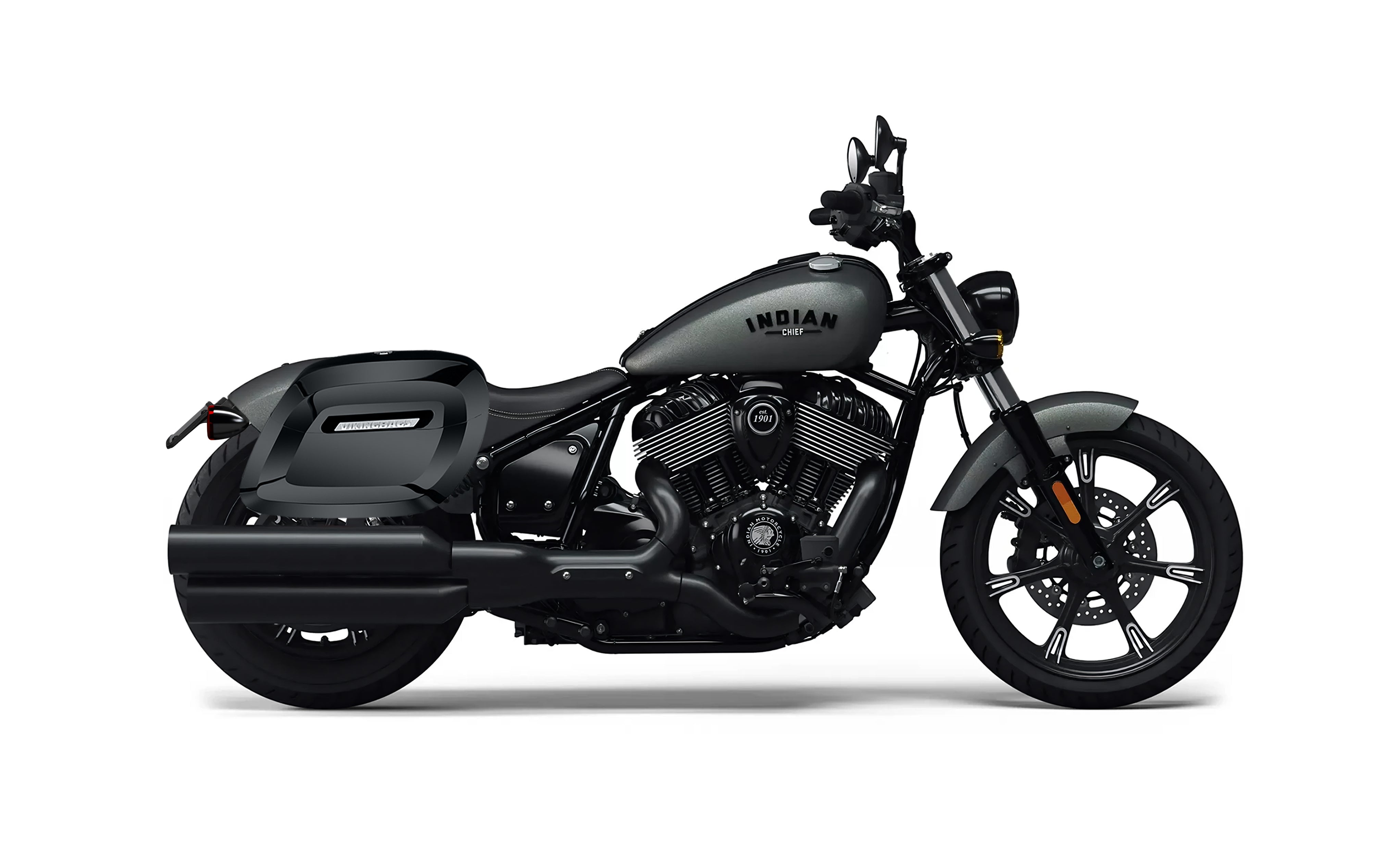 36L - Lamellar Raven XL Shock Cutout Indian Chief Darkhorse Painted Motorcycle Hard Saddle Bags Bag on Bike @expand