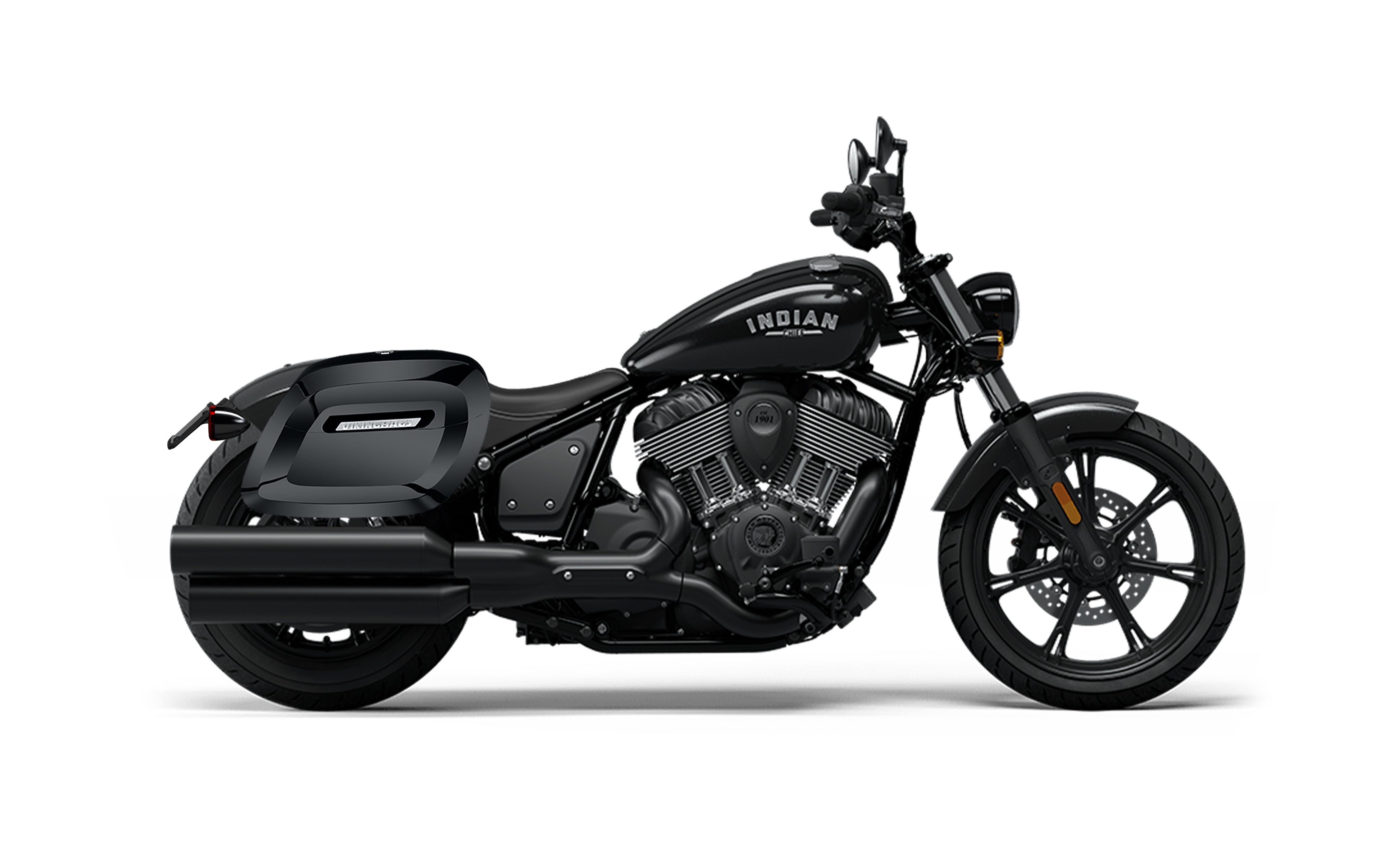 36L - Lamellar Raven XL Indian Chief Shock Cut-out Painted Motorcycle Hard Saddlebags Bag on Bike @expand