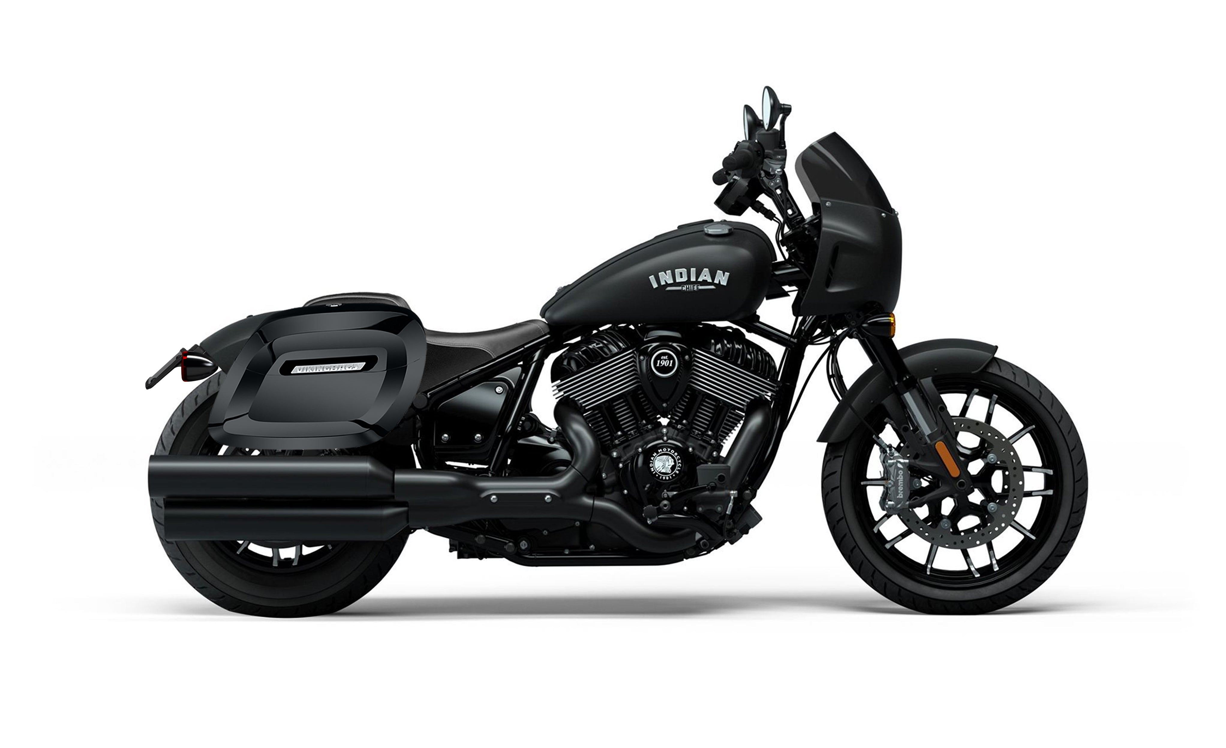 36L - Lamellar Raven XL Shock Cutout Indian Sport Chief Painted Motorcycle Hard Saddlebags Bag on Bike @expand