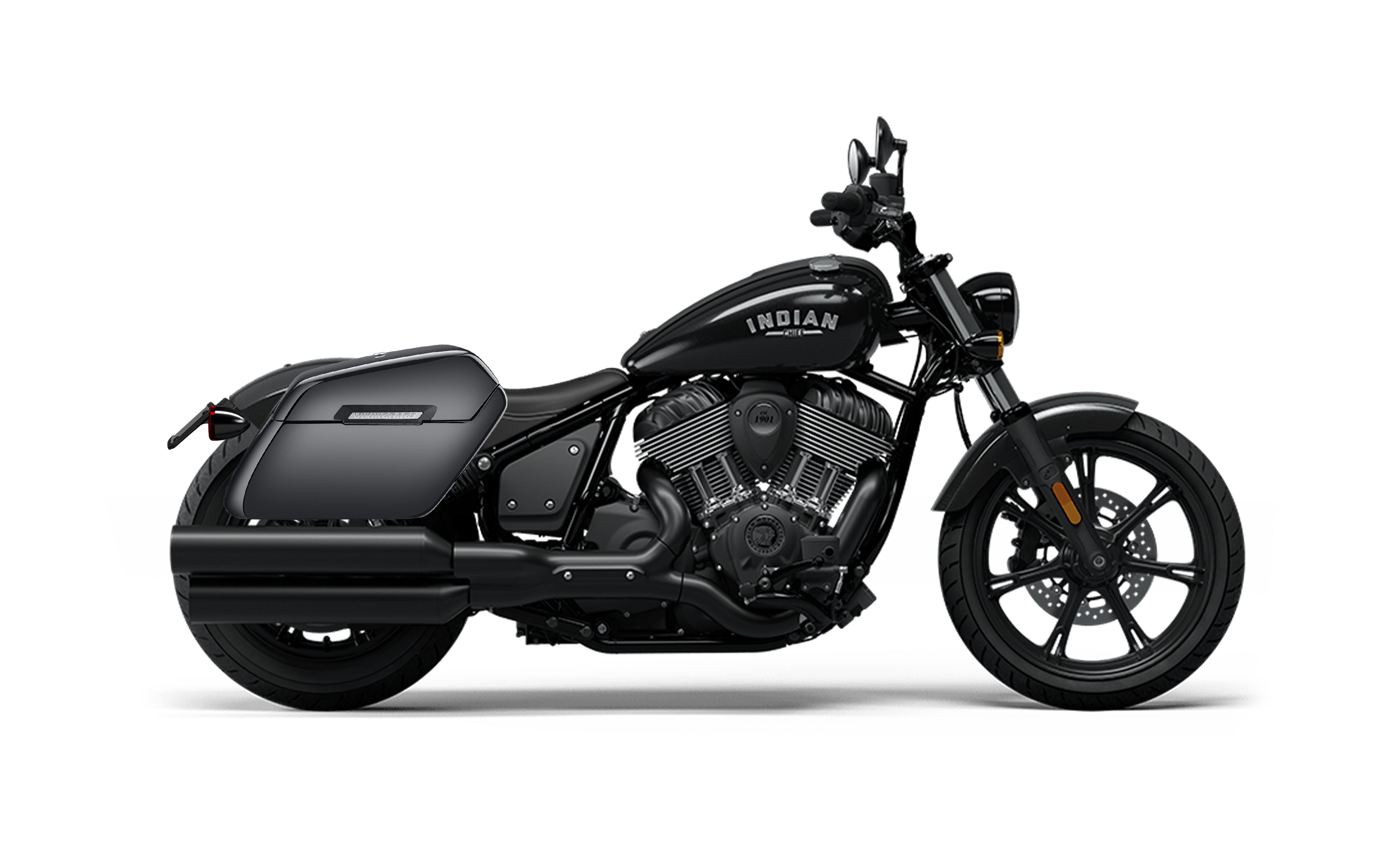 38L - Baldur XL Shock Cut-out Indian Chief Painted Hard Saddlebags Bag on Bike @expand