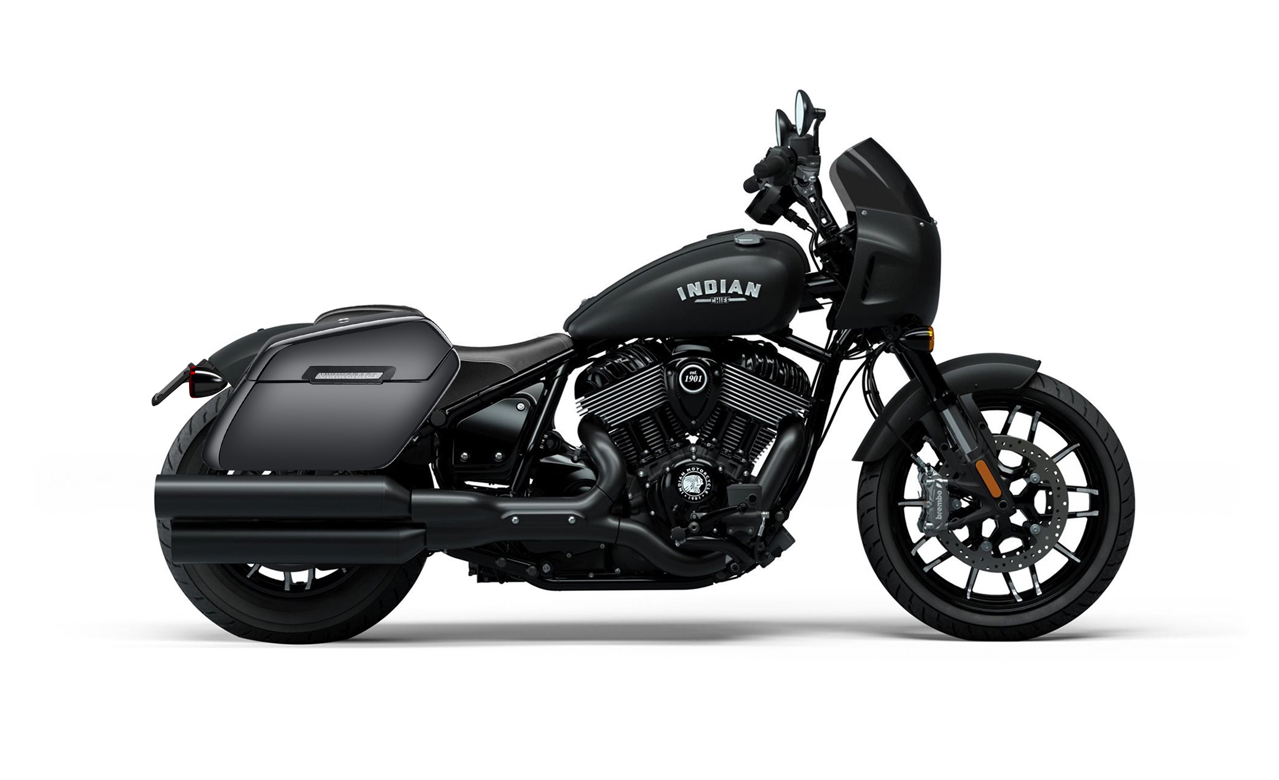 38L - Baldur XL Shock Cutout Indian Sport Chief Painted Hard Saddlebags Bag on Bike @expand