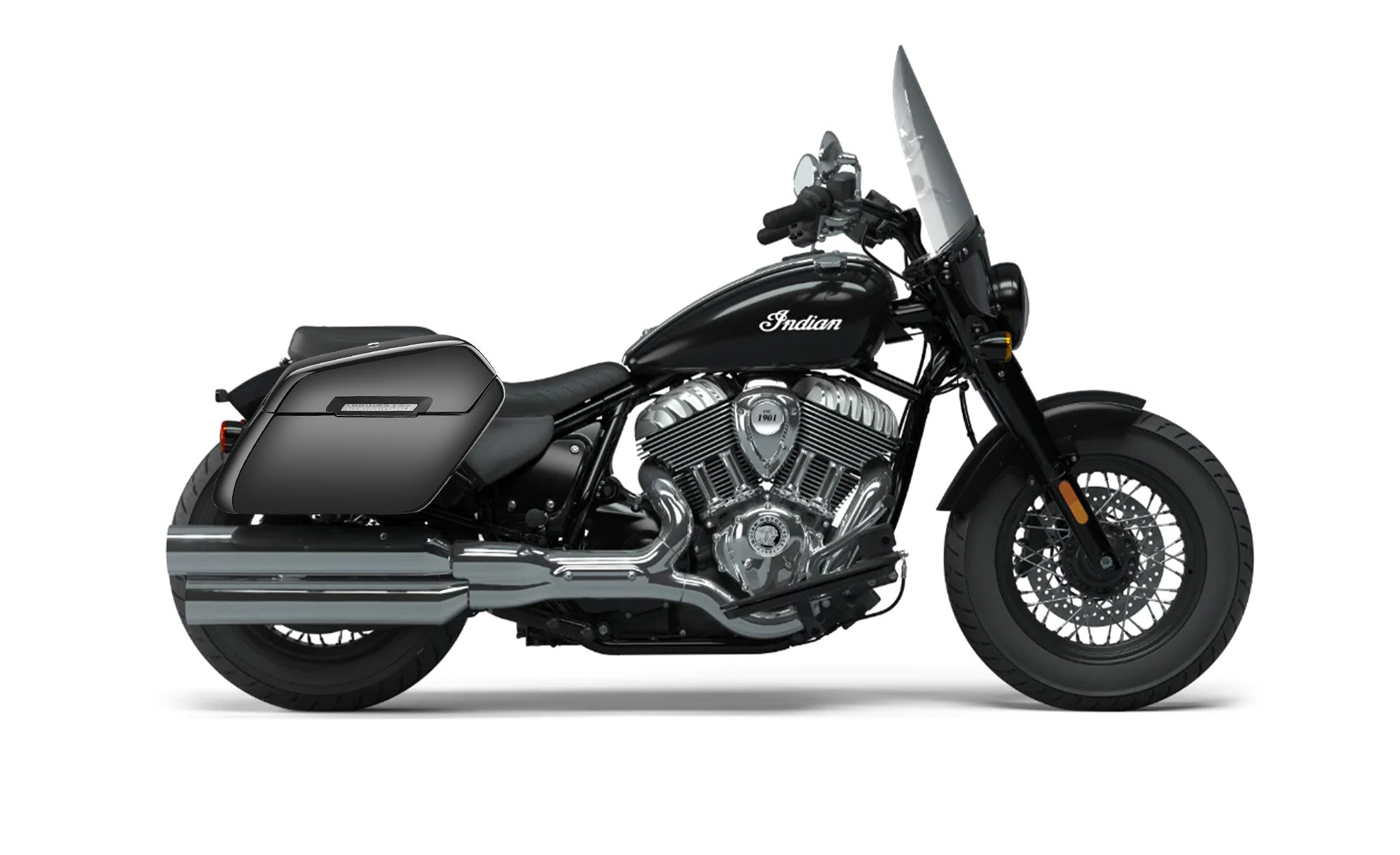 38L - Baldur XL Shock Cutout Indian Super Chief Painted Hard Saddle Bags Bag on Bike @expand