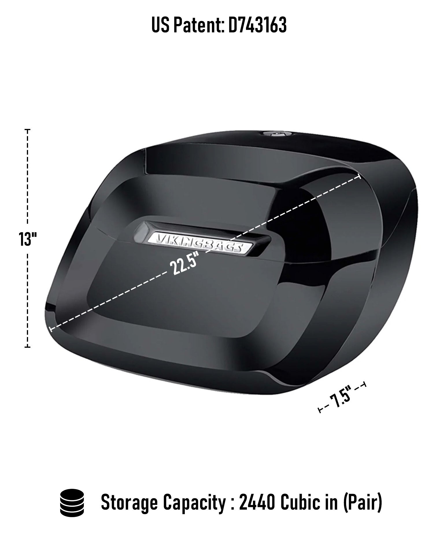 40L - Lamellar Raven Extra Large Kawasaki Vulcan 1700 Classic Painted Hard Saddlebags Storage Capacity