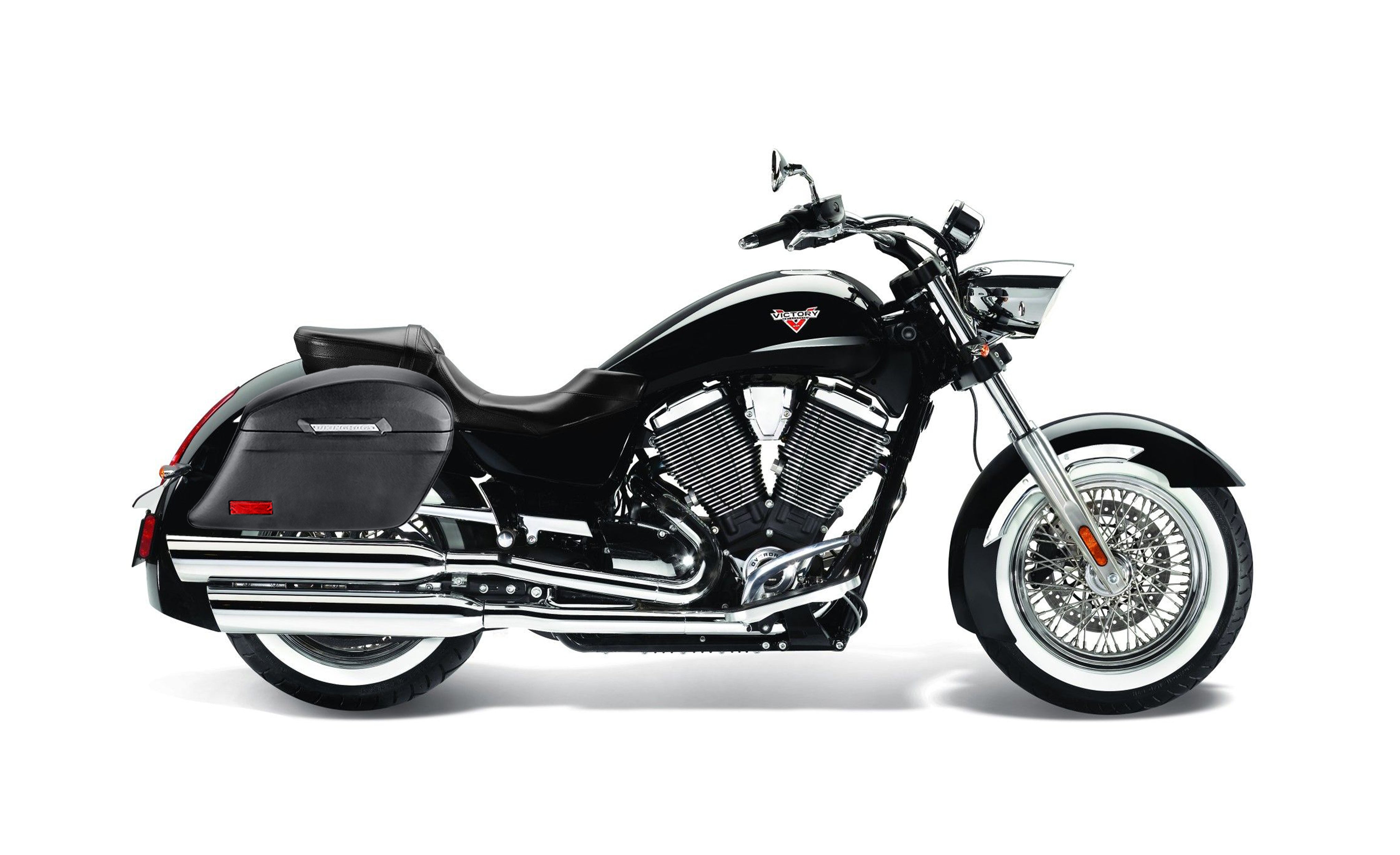 44L - Lamellar Stallion Extra Large Victory Boardwalk Leather Covered Hard Saddlebags Bag on Bike @expand