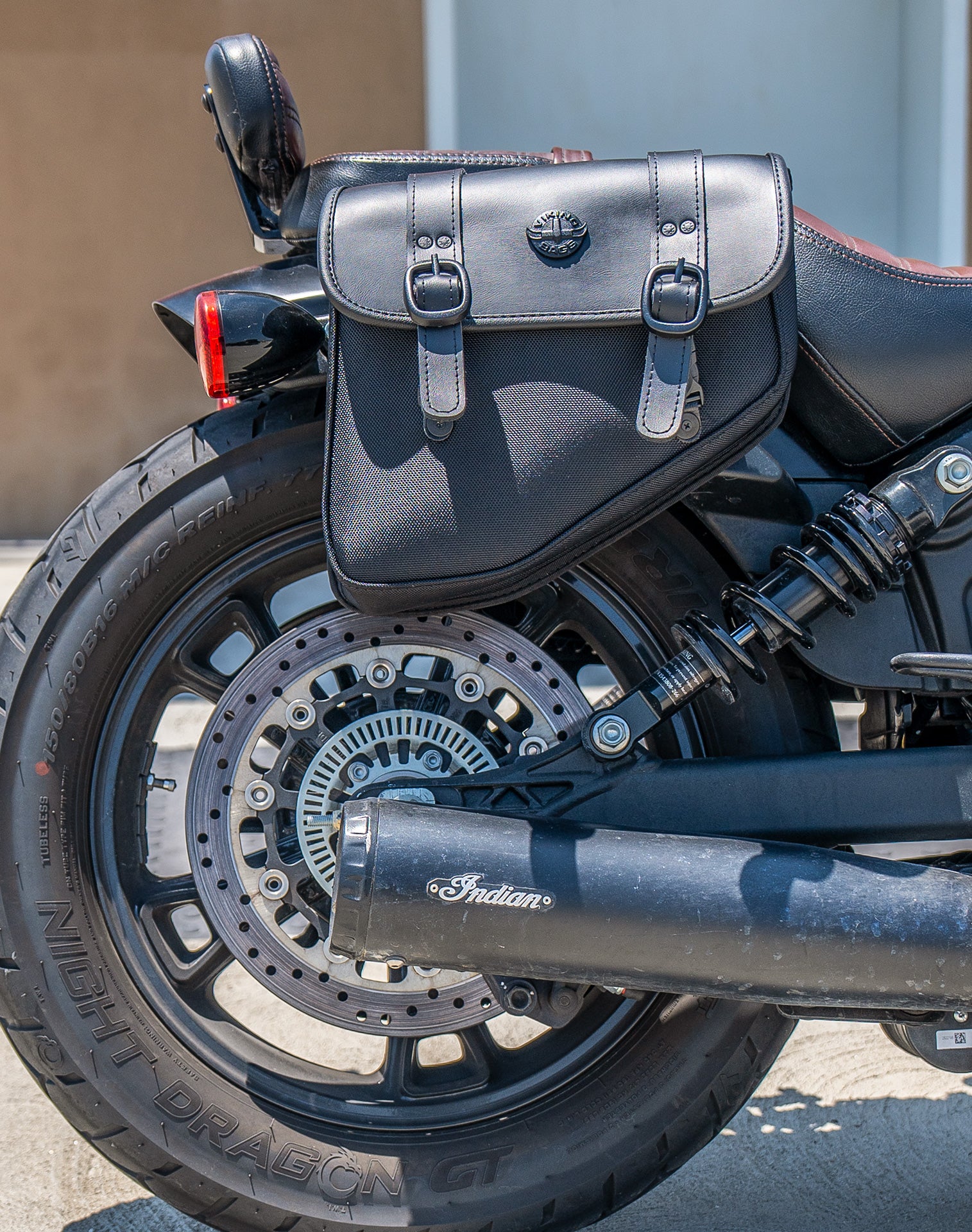 6L - Pony Indian Scout Rogue Leather Motorcycle Solo Bag (Right Only) v2