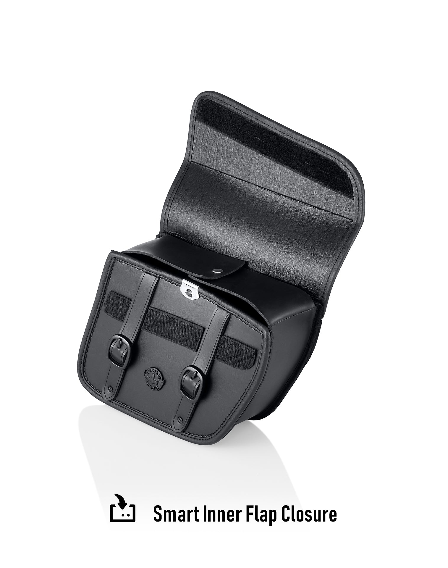5L - Bront Triumph Bonneville T100 Leather Motorcycle Solo Saddlebag Smart Inner Flap Closure