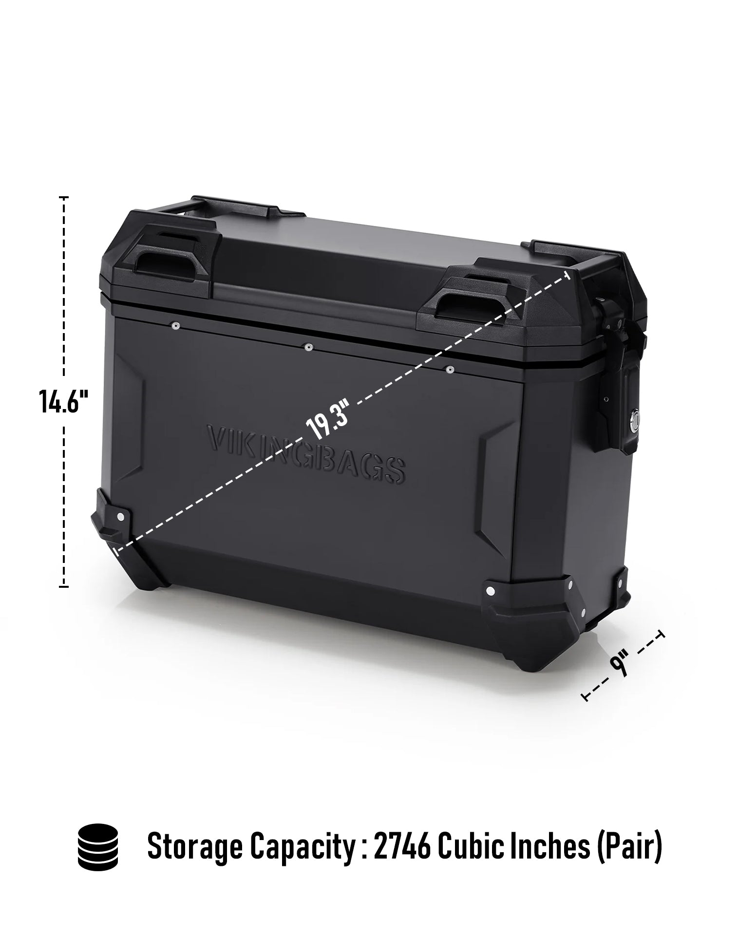 Viking Apex XL Kawasaki VERSYS 1000 Aluminum Side Cases Black Cubic Inches