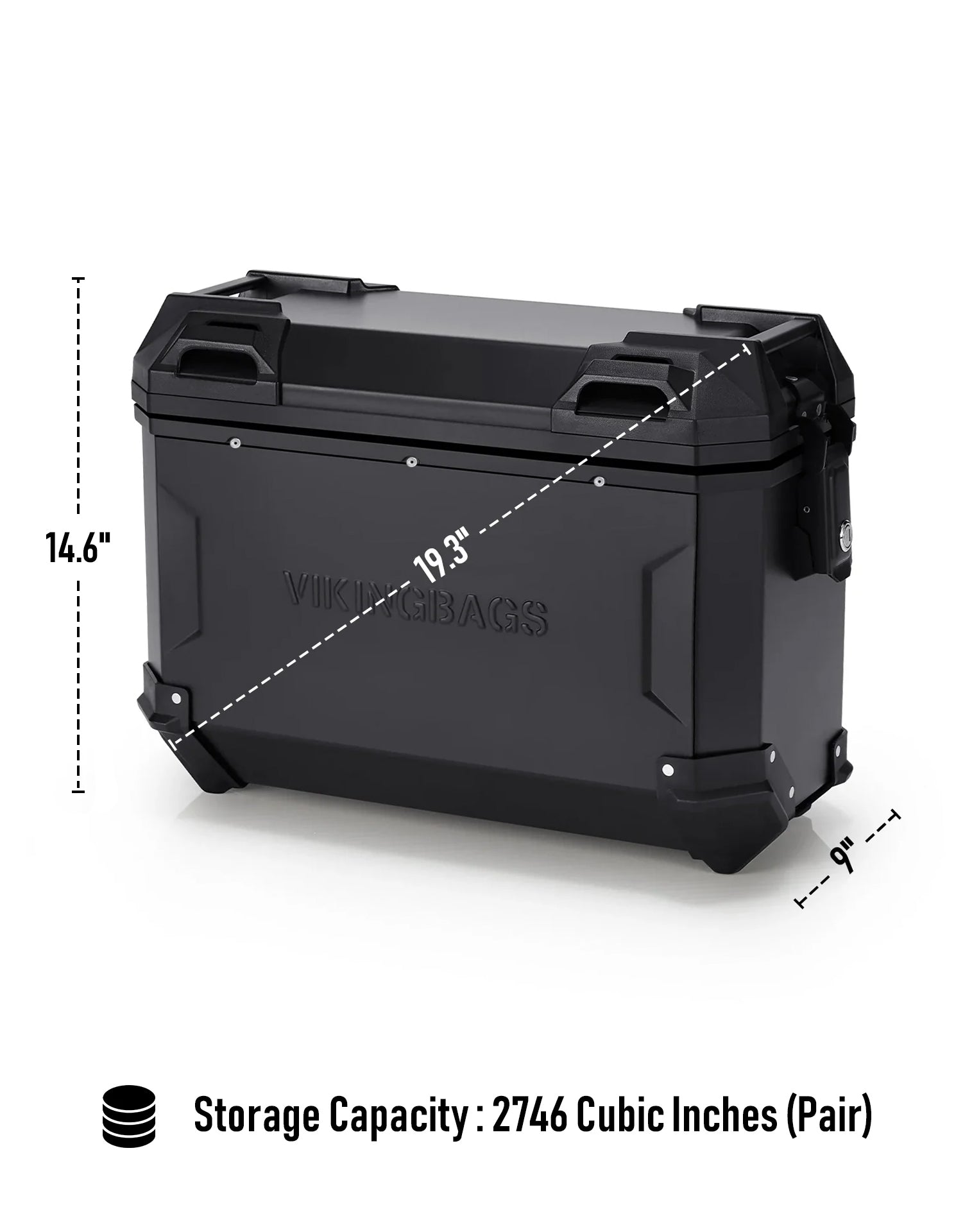45L - Apex XL Kawasaki Versys 1100 Aluminum Side Cases Black Storage Capacity