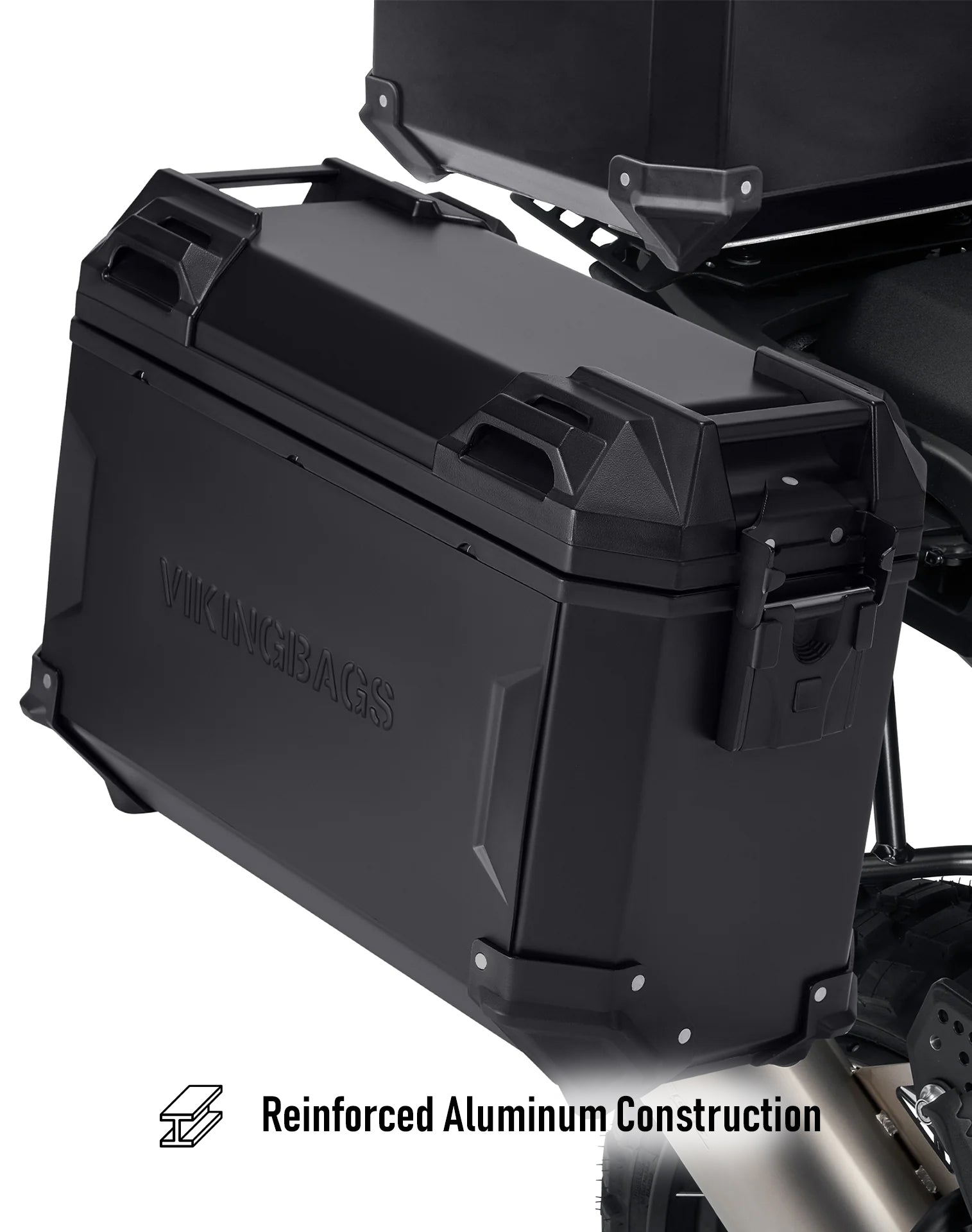45L - Apex XL Kawasaki Versys 1100 Aluminum Side Cases Black Reinforced Aluminum Construction 