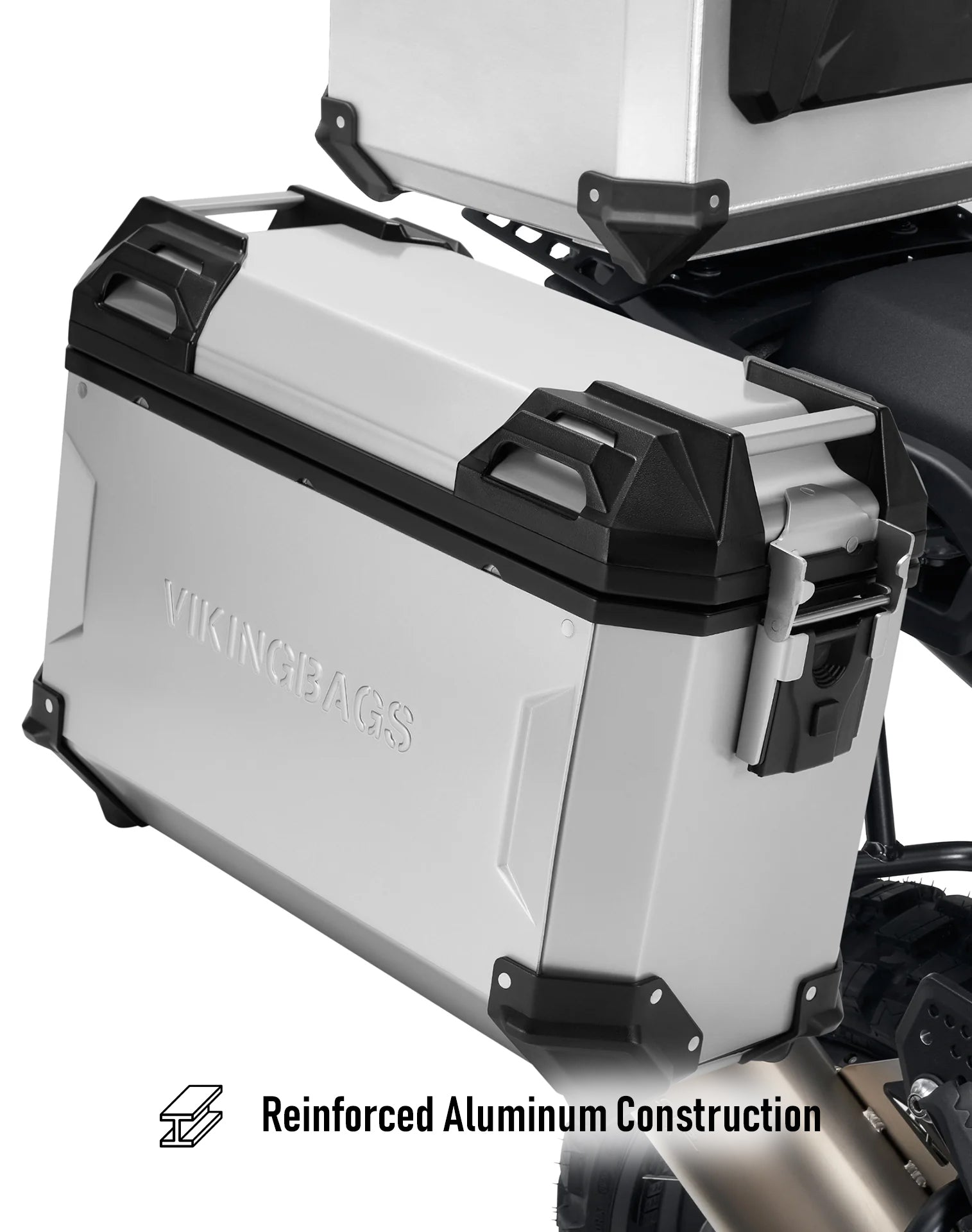 45L - Apex XL Kawasaki Versys 1100 Aluminum Side Cases Silver Reinforced Aluminum Construction