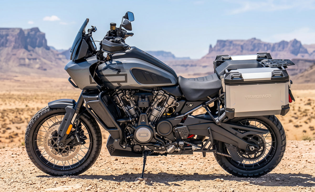 45L - Apex XL Motorcycle Side Cases for Harley Pan America RA1250/S Silver Lifestyle @expand