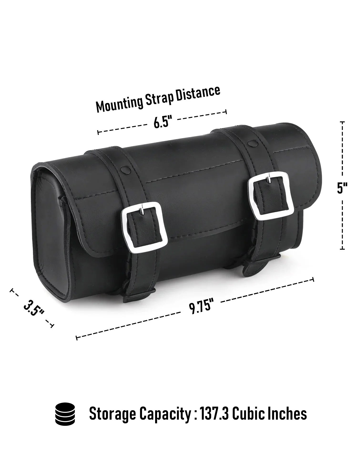 2L - Armor Plain Kawasaki Leather Motorcycle Fork Bag Storage Capacity