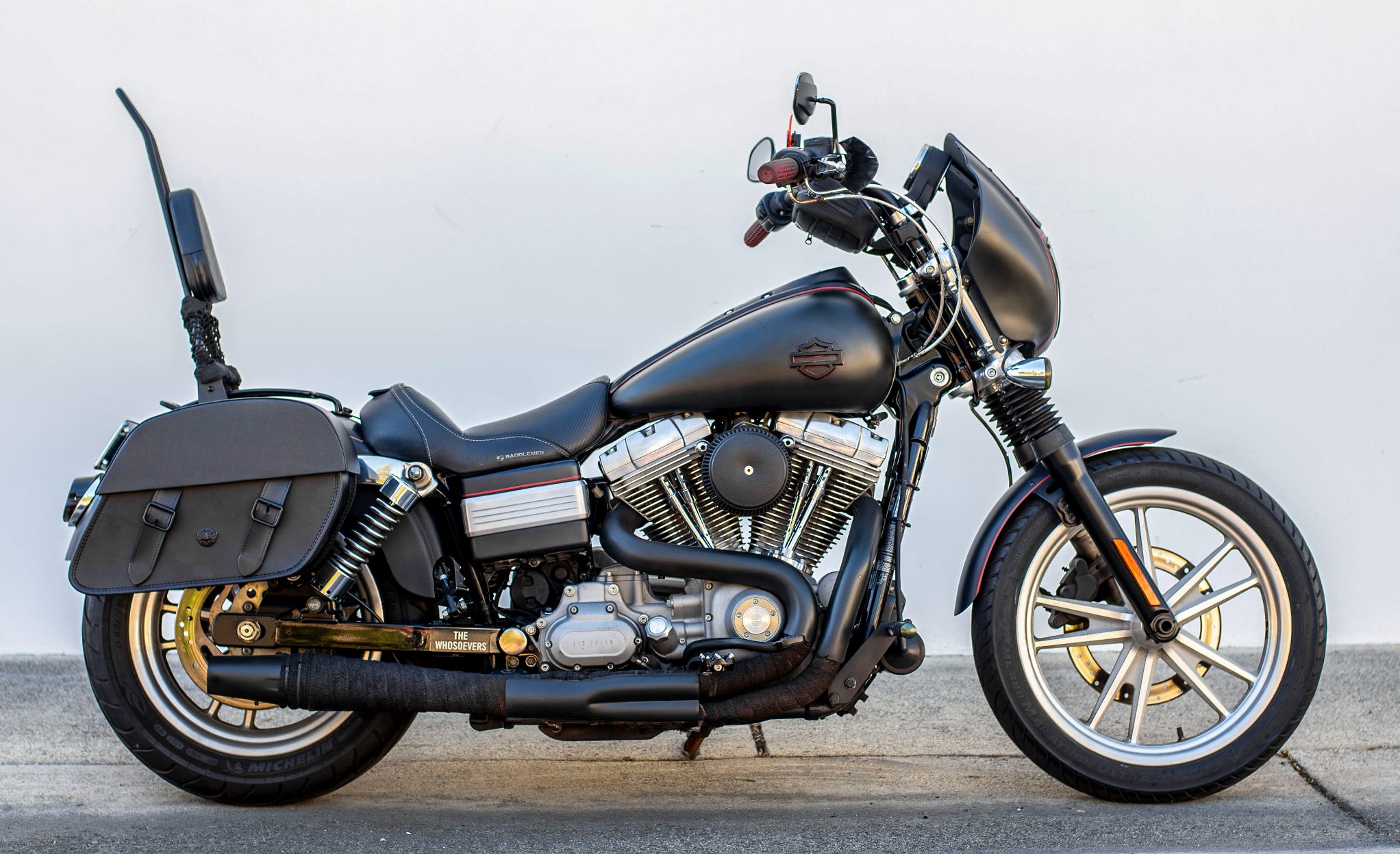 33L - Baelor Large Leather Motorcycle Saddlebags for Harley Dyna Super Glide FXD/I @expand