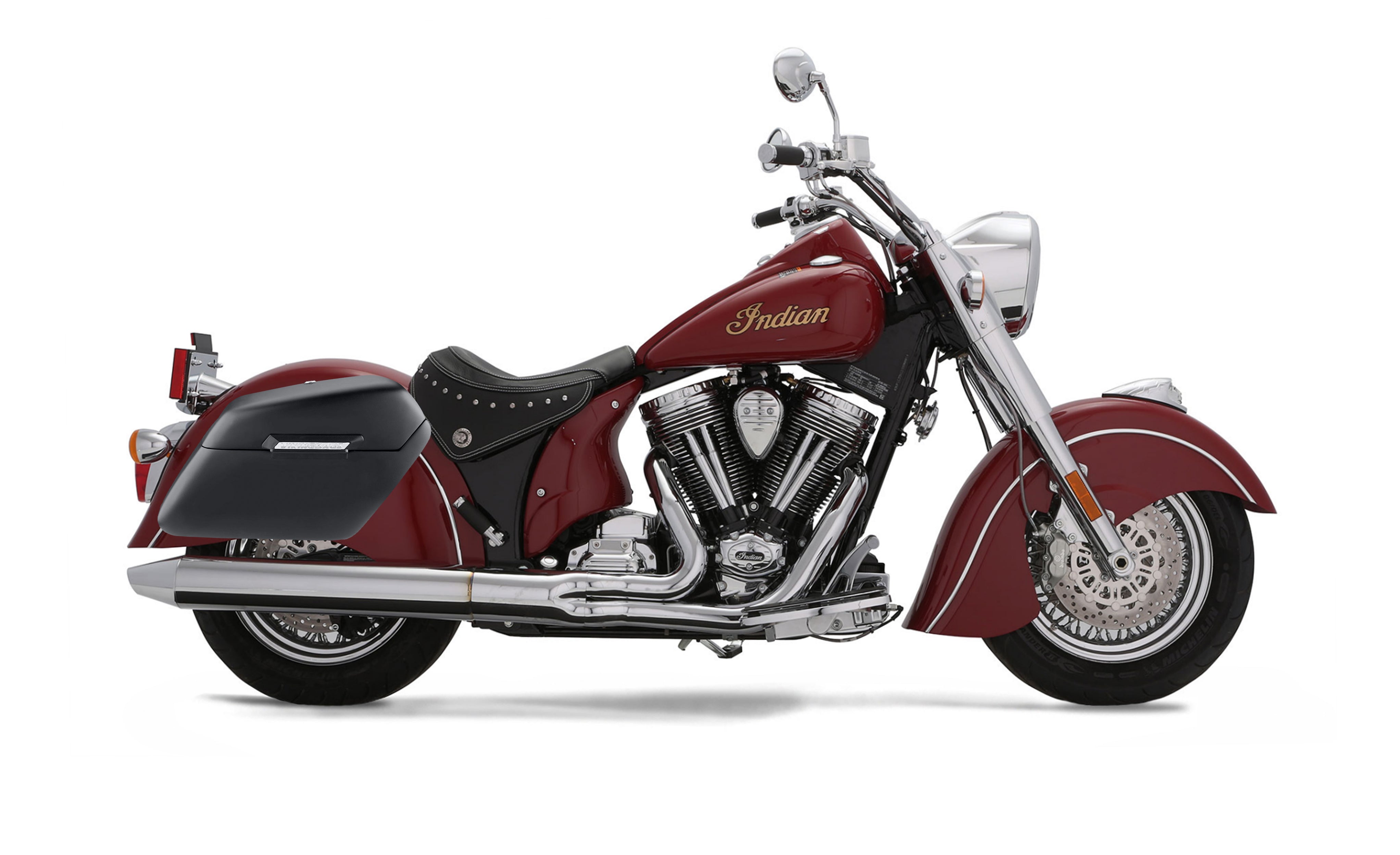 42L - Baldur Extra Large Indian Chief Deluxe Matte Motorcycle Hard Saddlebags Bag on Bike @expand