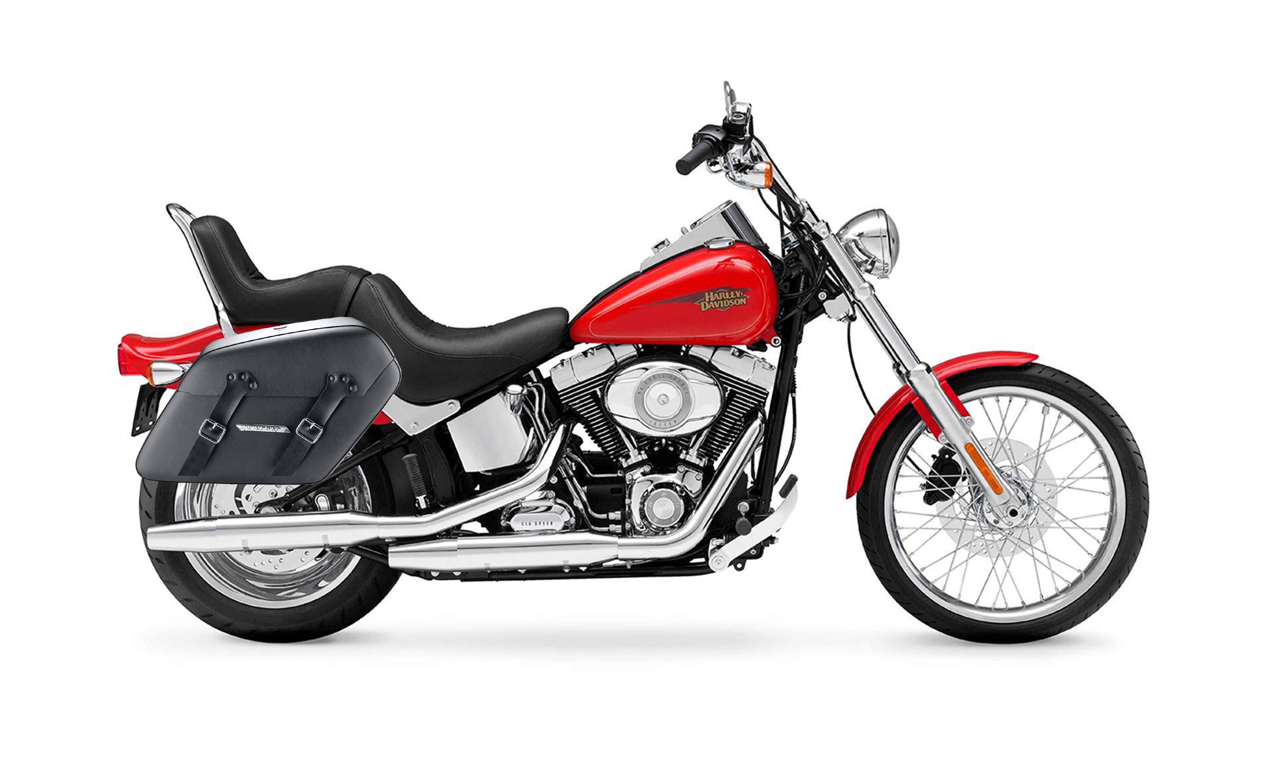 Viking 42L Baldur XL Harley Softail Custom FXSTC Leather Wrapped