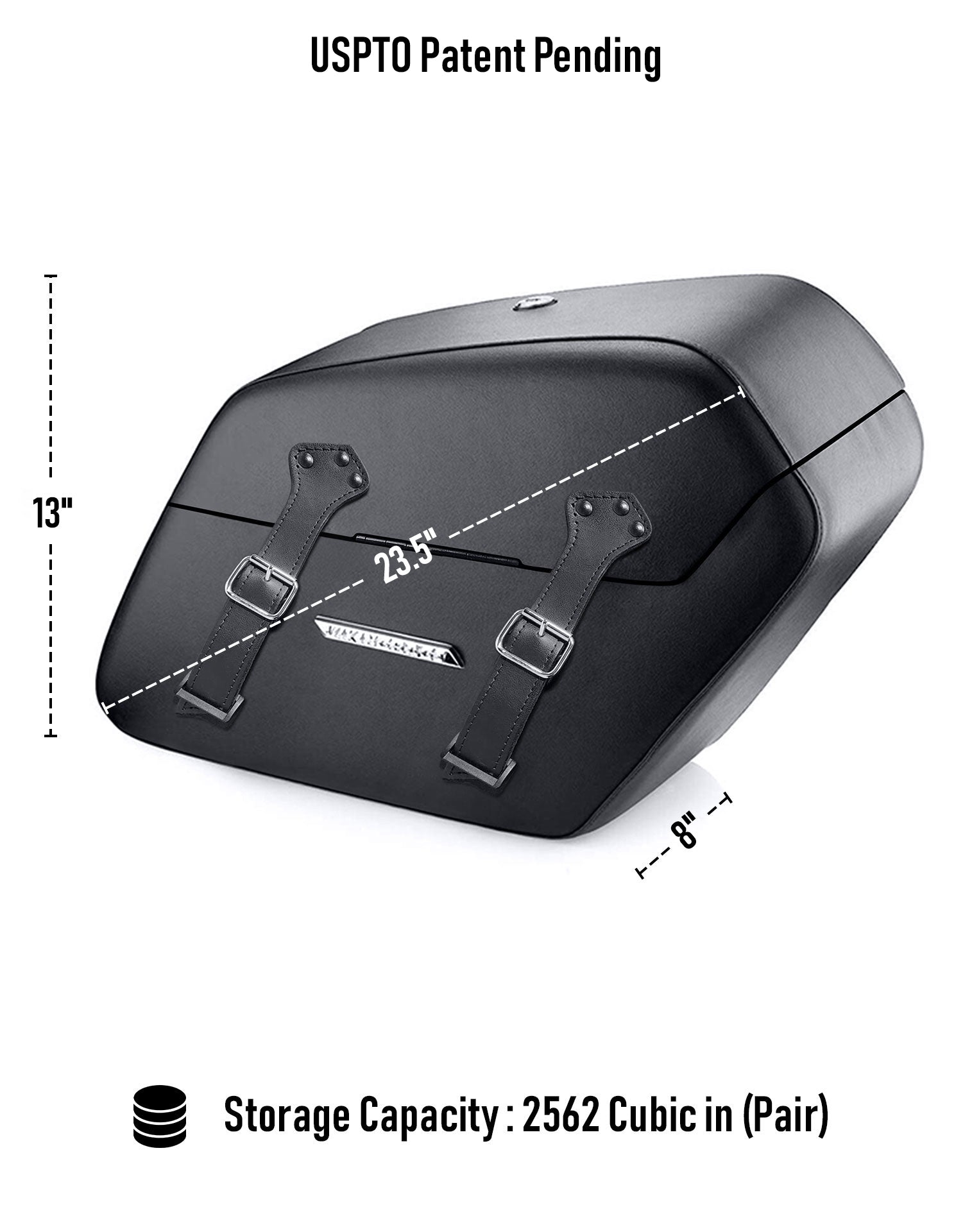 42L - Baldur XL Leather Wrapped Motorcycle Hard Saddlebags for Harley Softail Deadwood Storage Capacity
