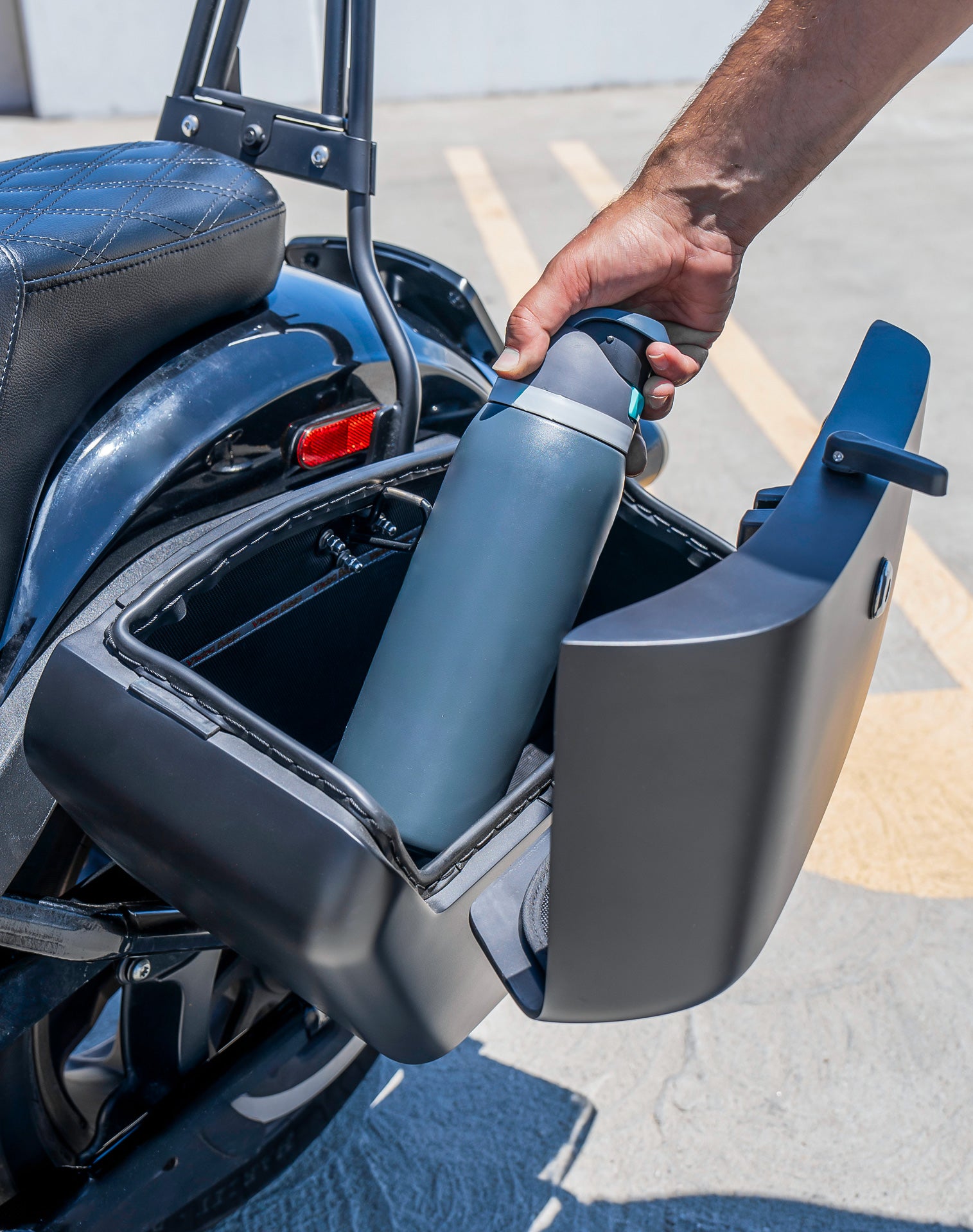 42L - Baldur Extra Large Matte Hard Saddlebags for Harley Softail Low Rider S FXLRS Lifestyle