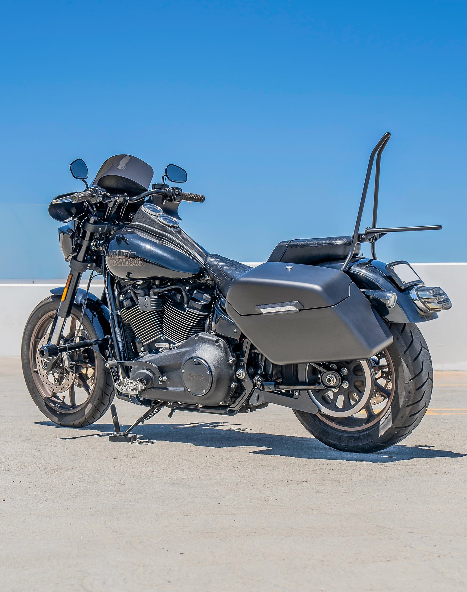 42L - Baldur Extra Large Matte Hard Saddlebags for Harley Softail Low Rider S FXLRS Lifestyle