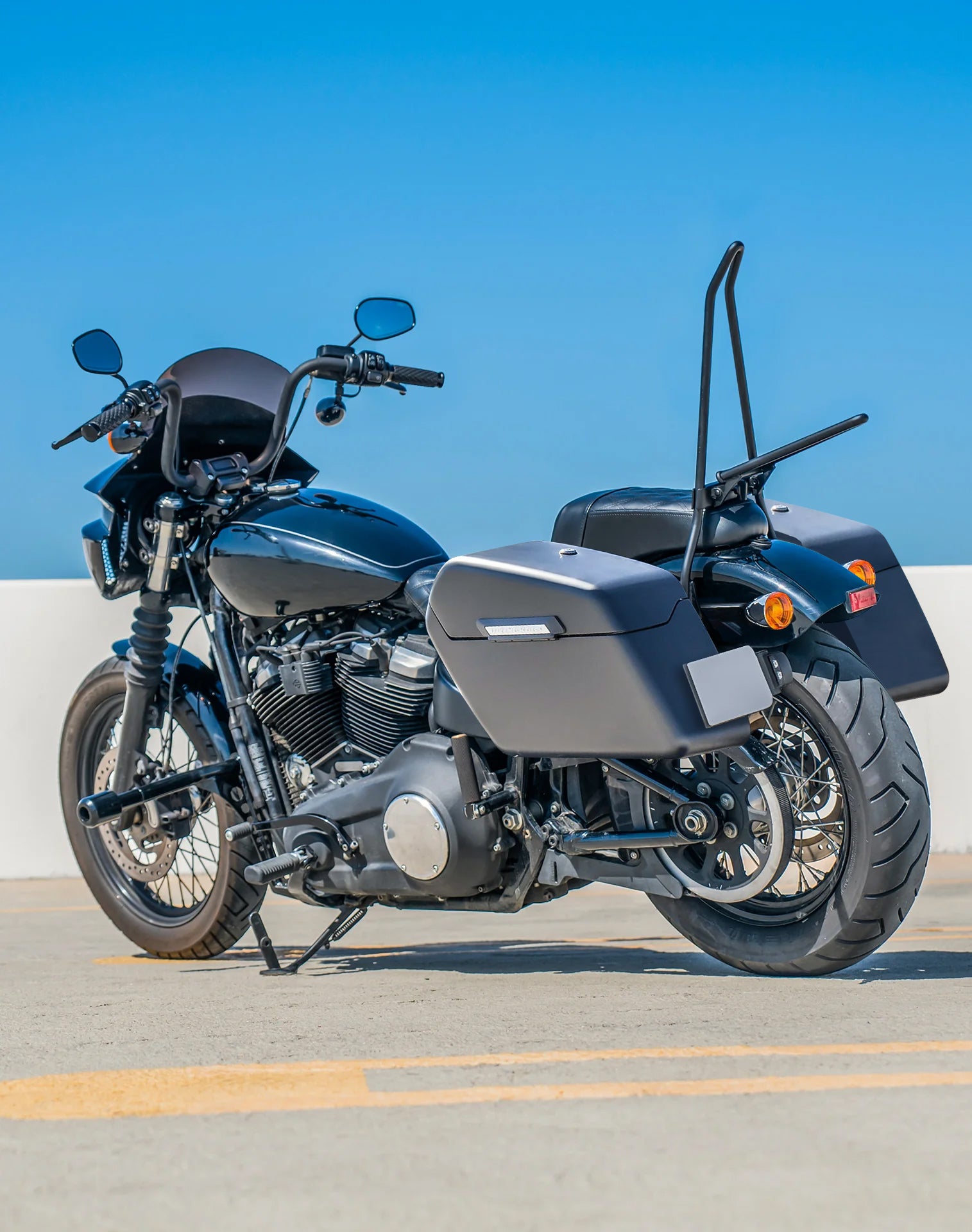 42L - Baldur Extra Large Matte Motorcycle Hard Saddlebags for Harley Softail Street Bob FXBB/S