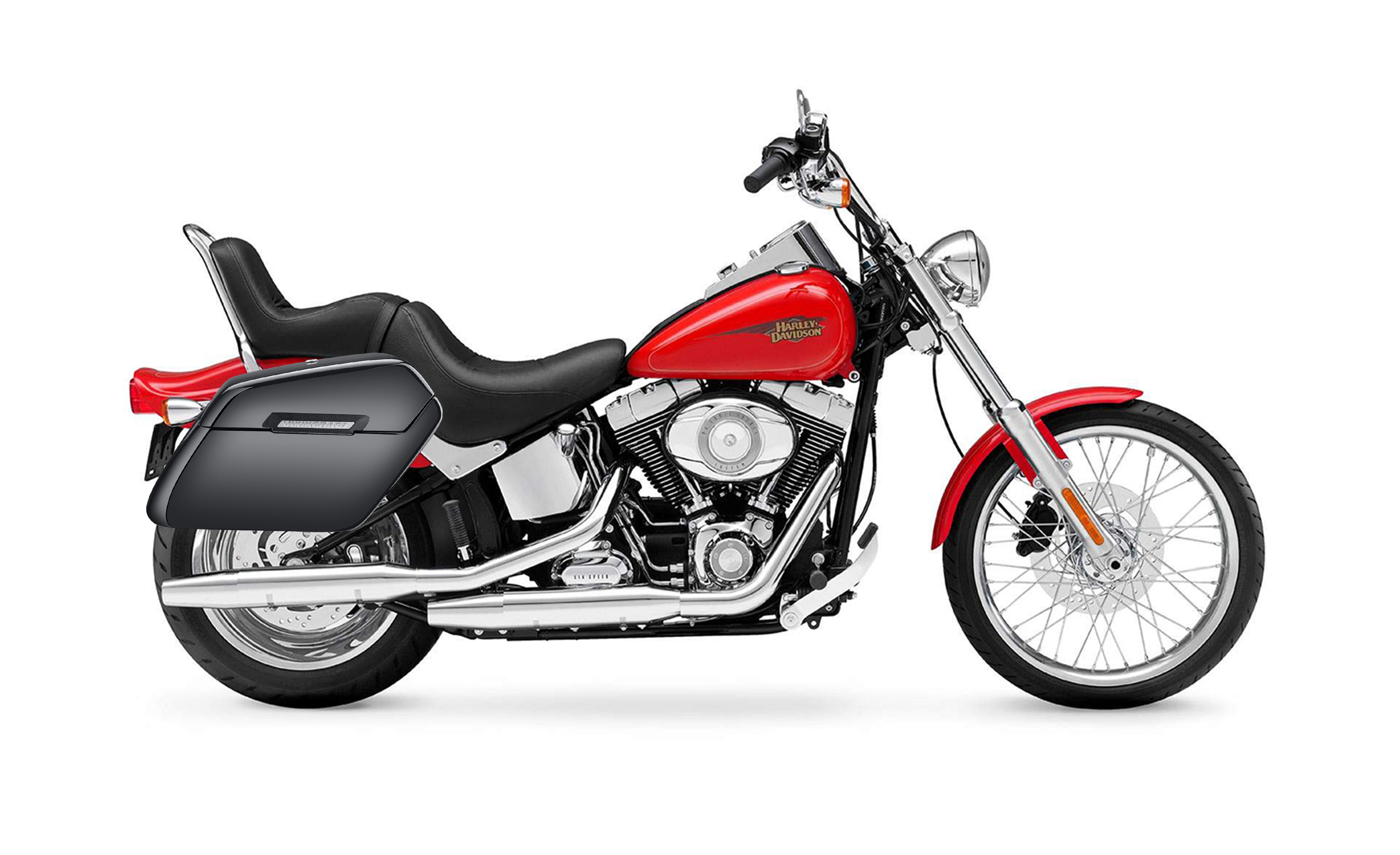 42L - Baldur Extra Large Painted Motorcycle Hard Saddlebags for Harley Softail Custom FXSTC Bag on Bike @expand