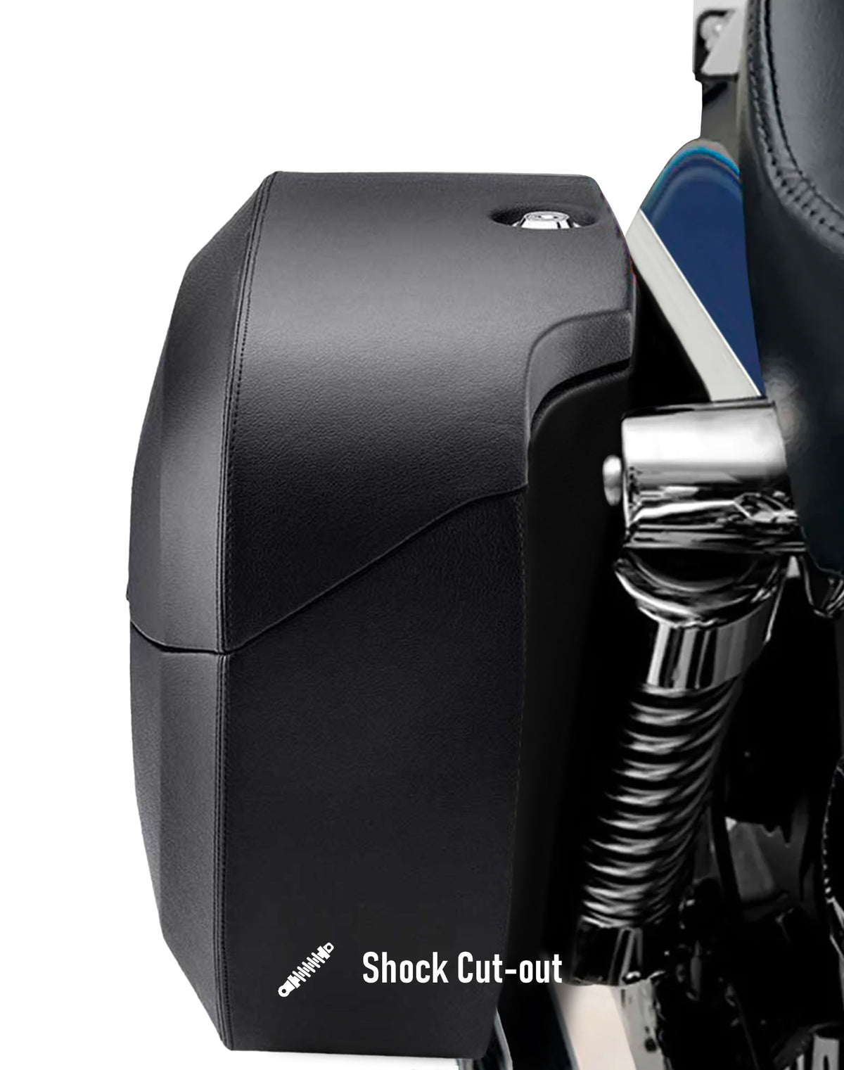 38L - Baldur XL Shock Cut-out Leather Wrapped Hard Saddlebags for Harley Dyna Super Glide Custom FXDC/I