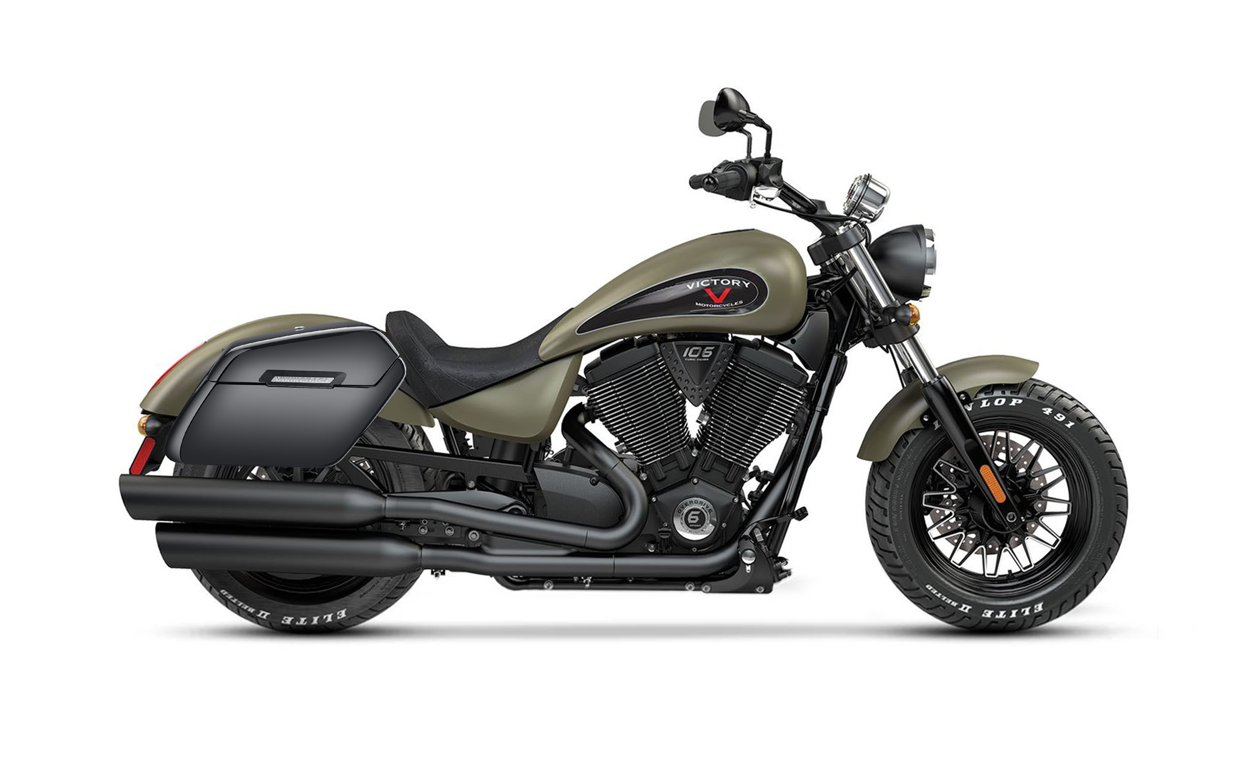 42L - Baldur Extra Large Victory Gunner Painted Motorcycle Hard Saddlebags Bag on Bike @expand