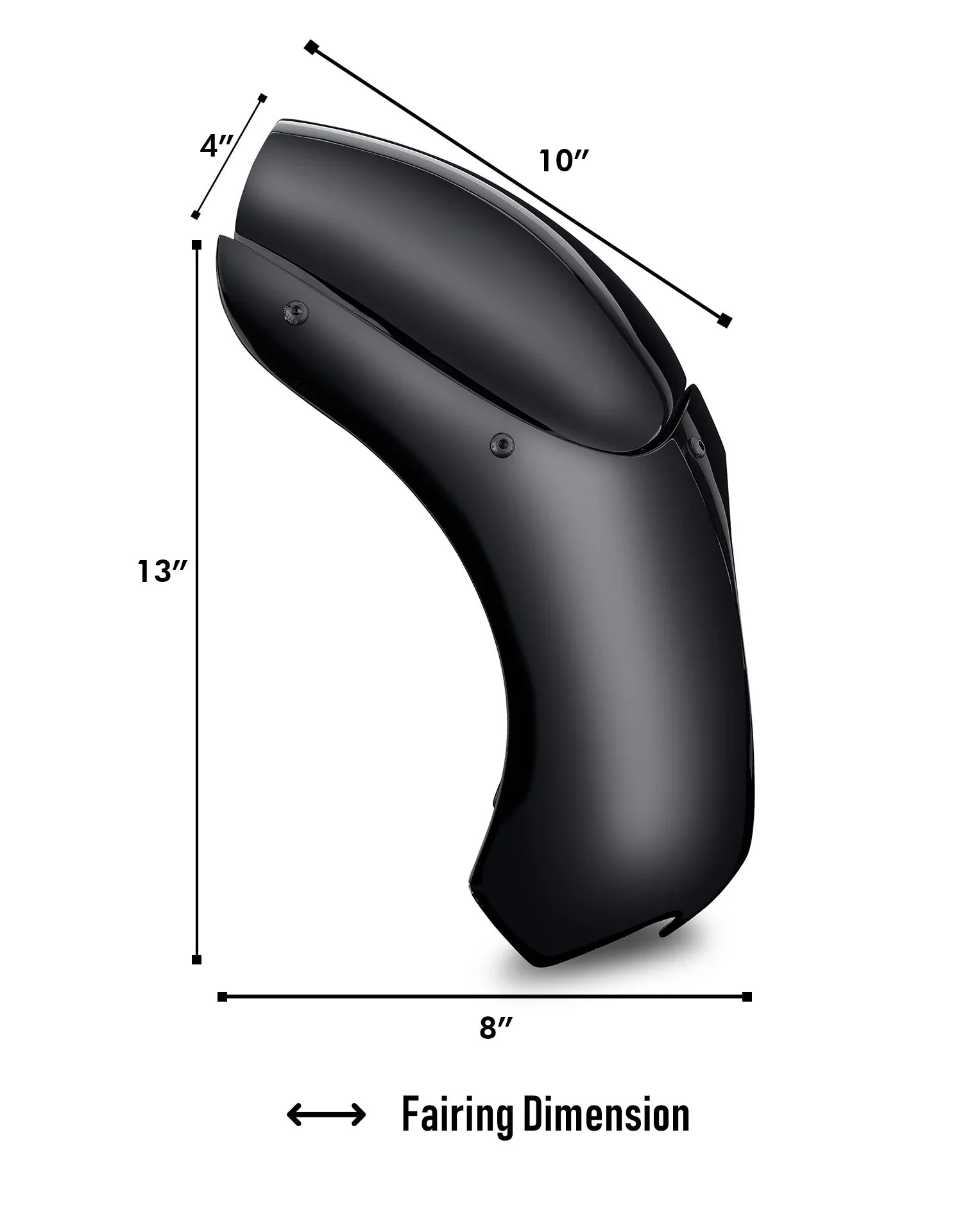 Viking Bronco Motorcycle Fairing For Harley Sportster Super Low 1200T Gloss Black Fairing Dimension