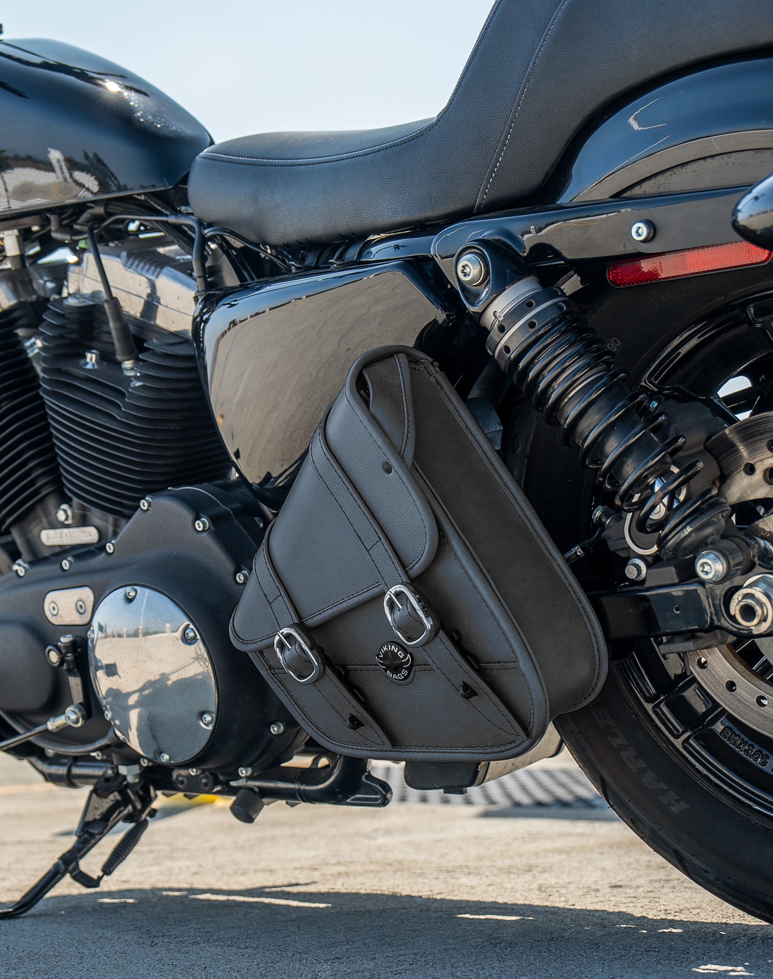 Viking Crafted Harley Sportster Specific Leather Motorcycle Swing