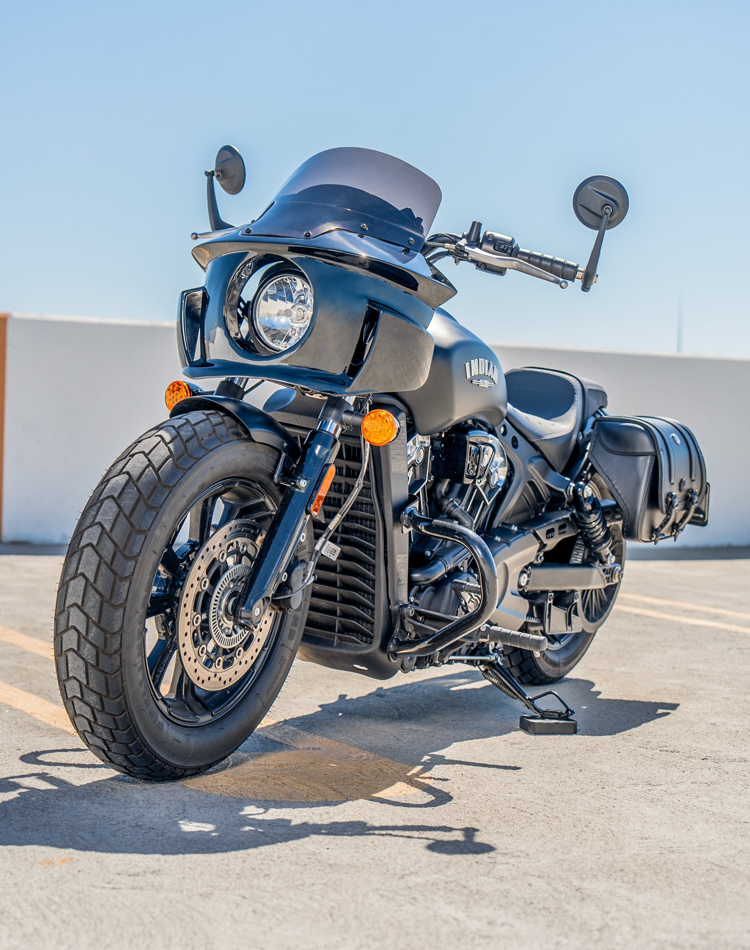 Viking Darkin 2025+ Indian Scout Sixty Bobber Motorcycle Fairing Gloss Black Lifestyle