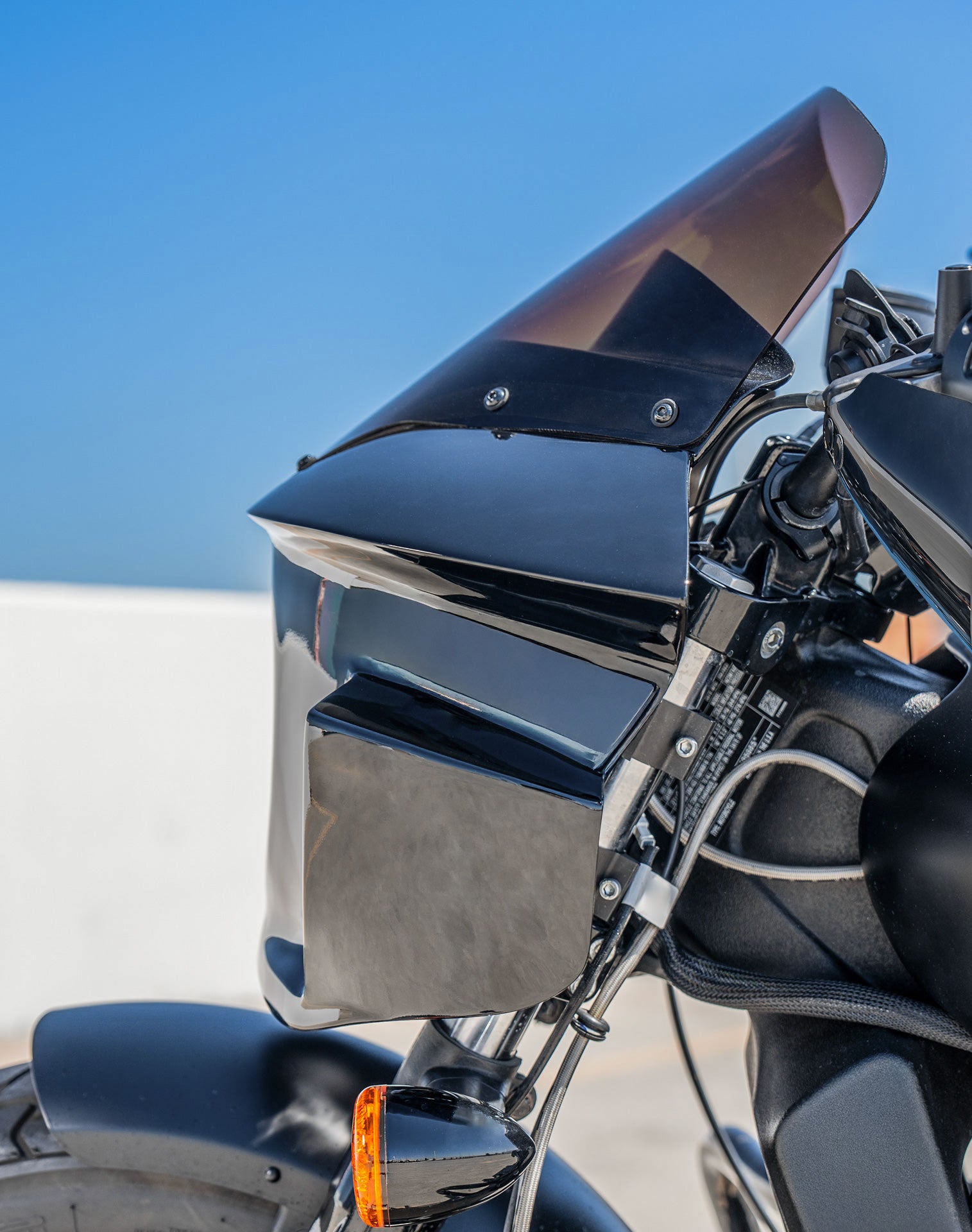 Viking Darkin Motorcycle Fairing for Indian Scout Bobber Twenty Gloss Black Lifestyle