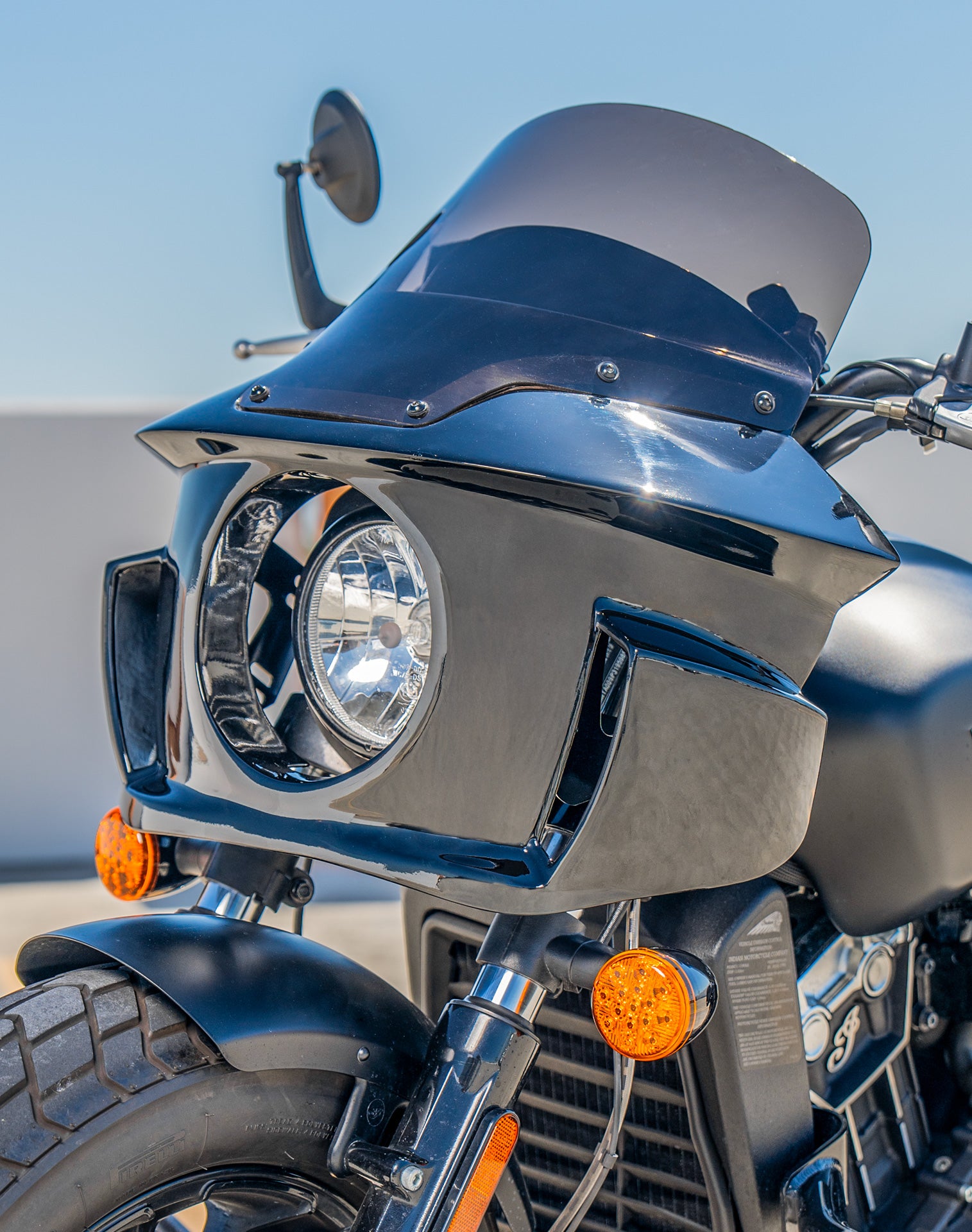 Viking Darkin Motorcycle Fairing for Indian Scout Bobber Twenty Gloss Black Lifestyle
