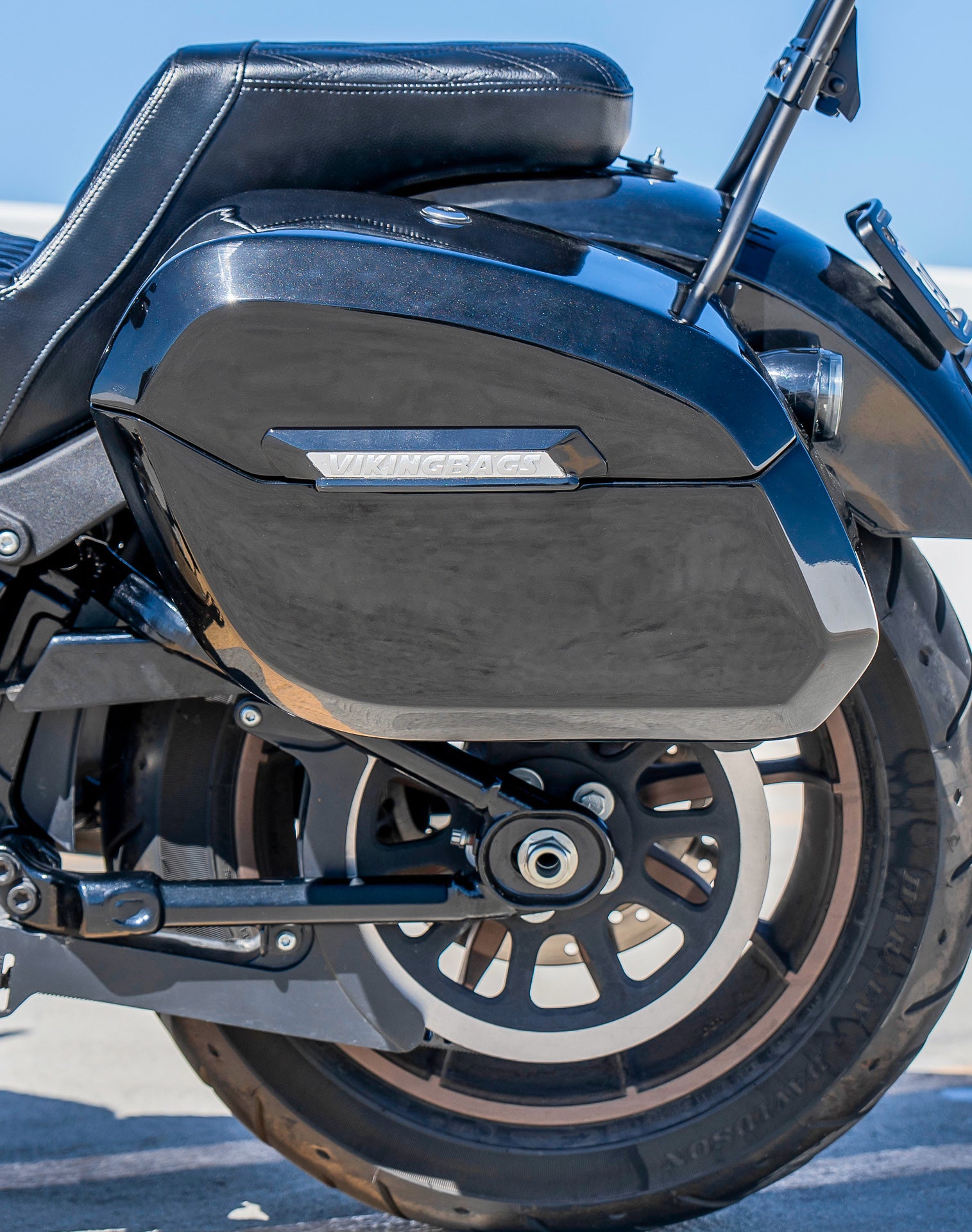 32L - Darkin Large Quick Mount Painted Hard Saddlebags for Harley Softail Low Rider S FXLRS Lifestyle
